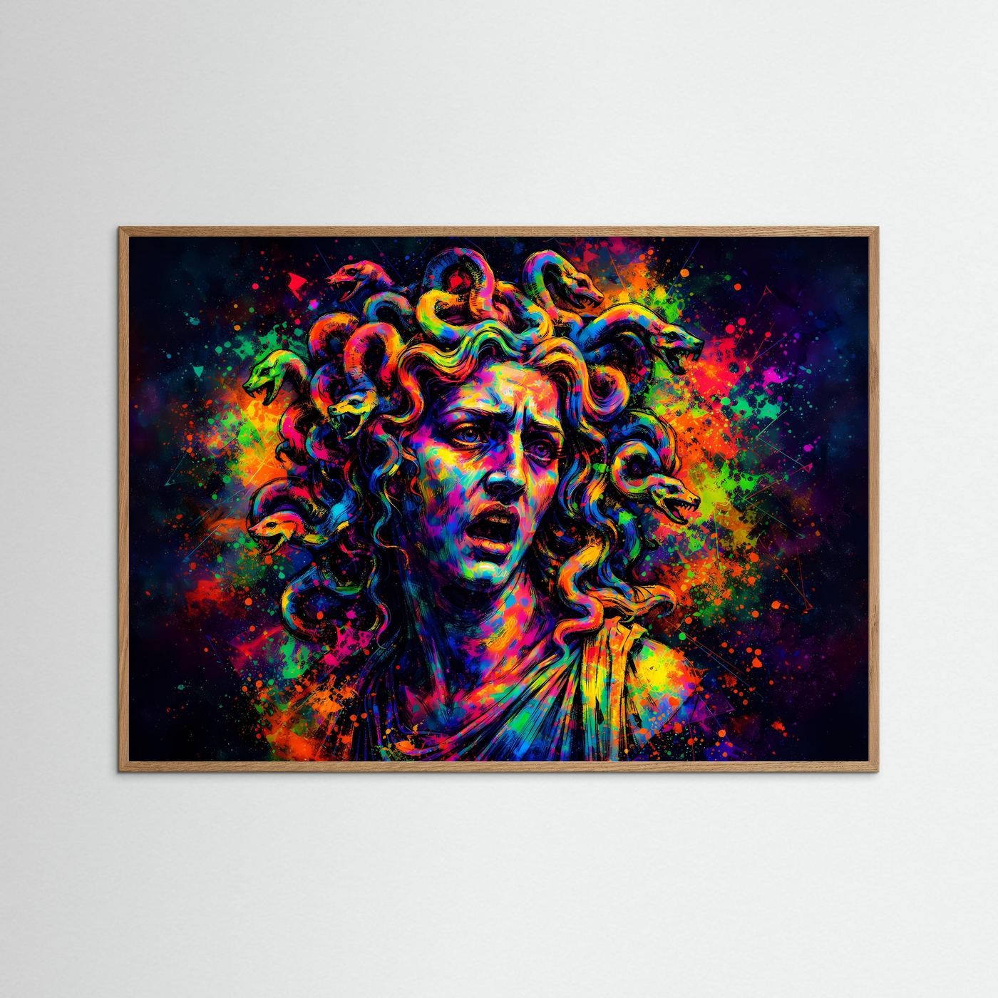Farbexplosive Medusa | Moderne Pop-Art & Mythologie Poster