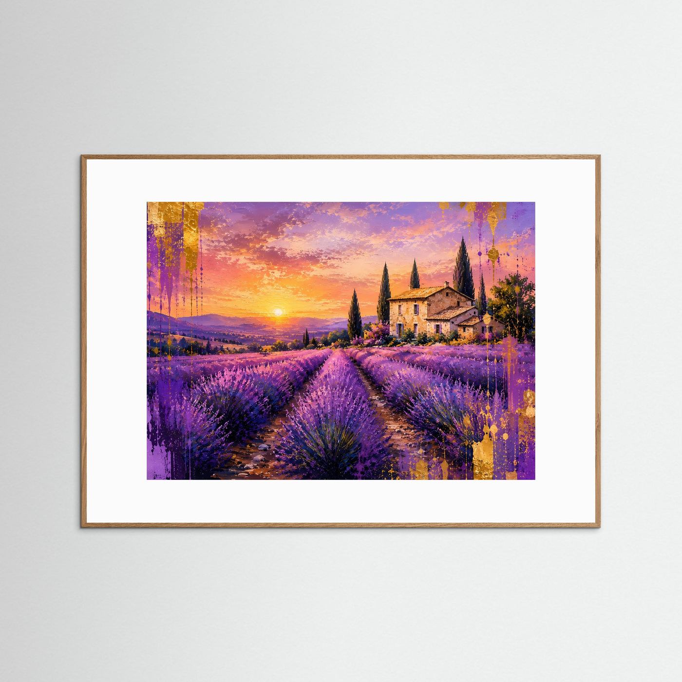 Träumerische Lavendelfelder in der Provence | Sonnenuntergang & Toskana Poster Querformat