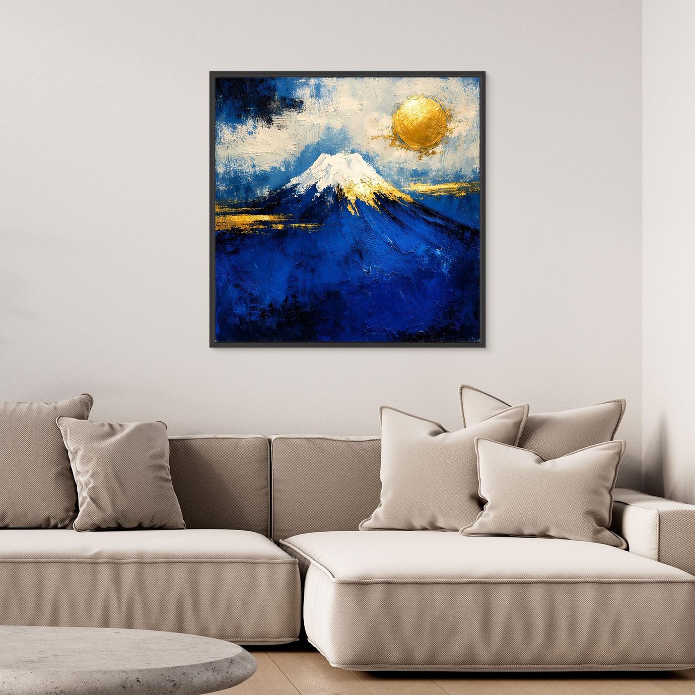 Leinwand Majestätischer Berg Fuji im Sonnenuntergang | Abstraktes Japan Wandbild Moderne Kunst