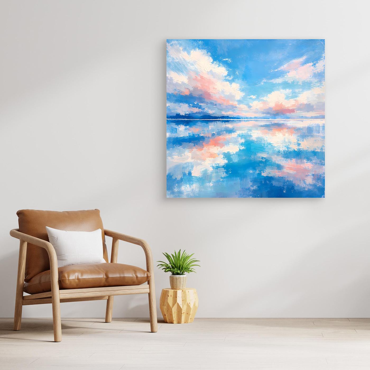 Leinwand Abstrakte Meereslandschaft mit Wolken | Modernes Wandbild auf Keilrahmen