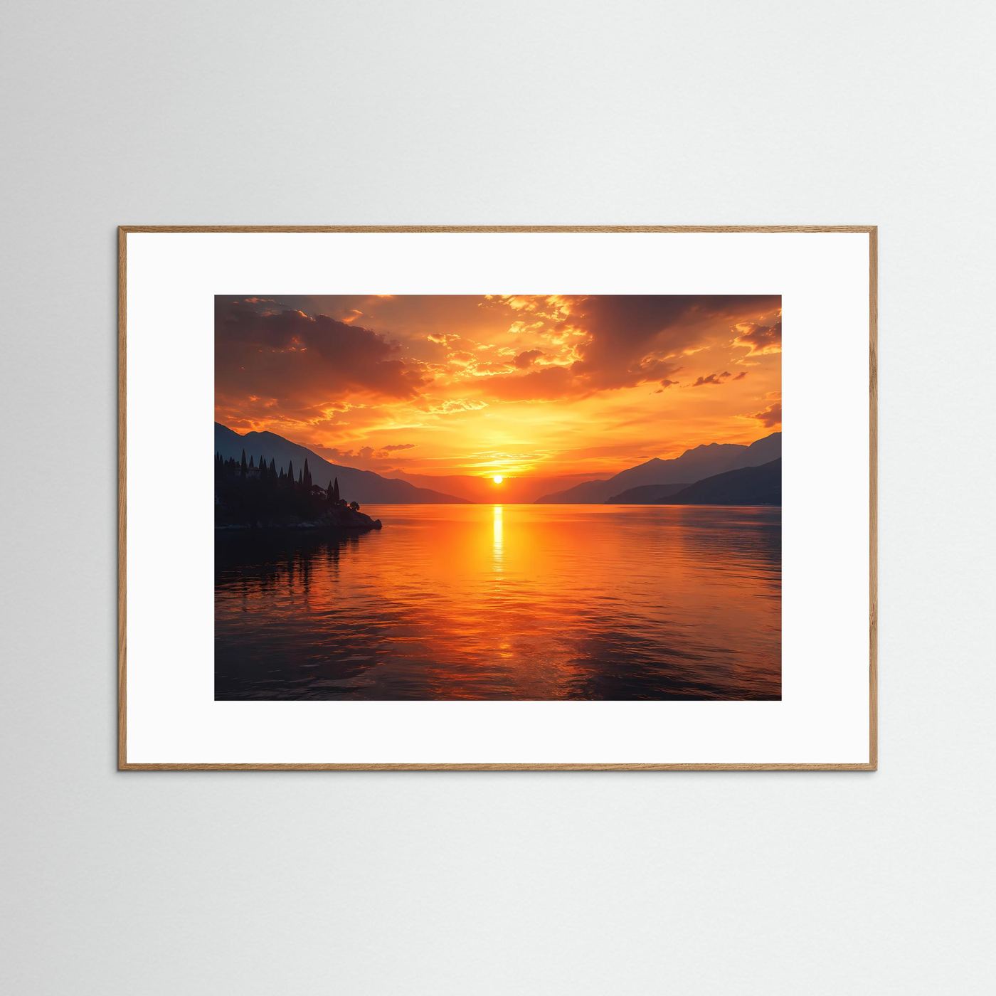 Goldener Abend am See | Romantisches Sonnenuntergang Panorama Poster