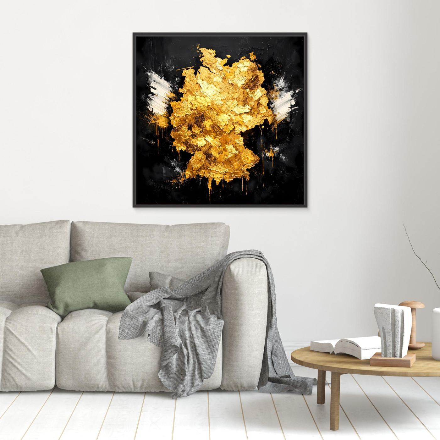 Leinwand Elegante Deutschlandkarte in Gold & Schwarz | Modernes Abstraktes Wandbild