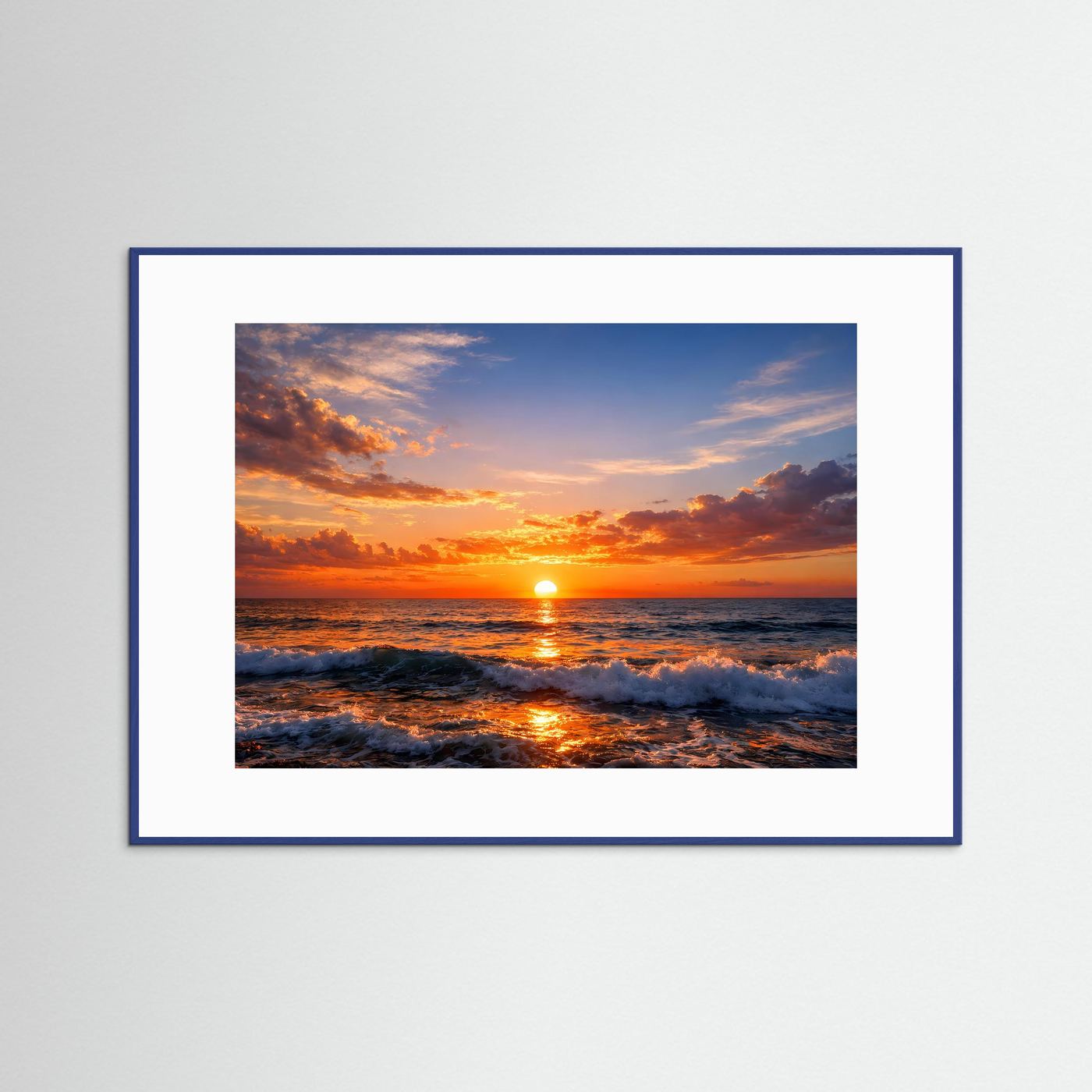 Atemberaubender Sonnenuntergang am Meer | Ozean & Abendrot Poster Querformat