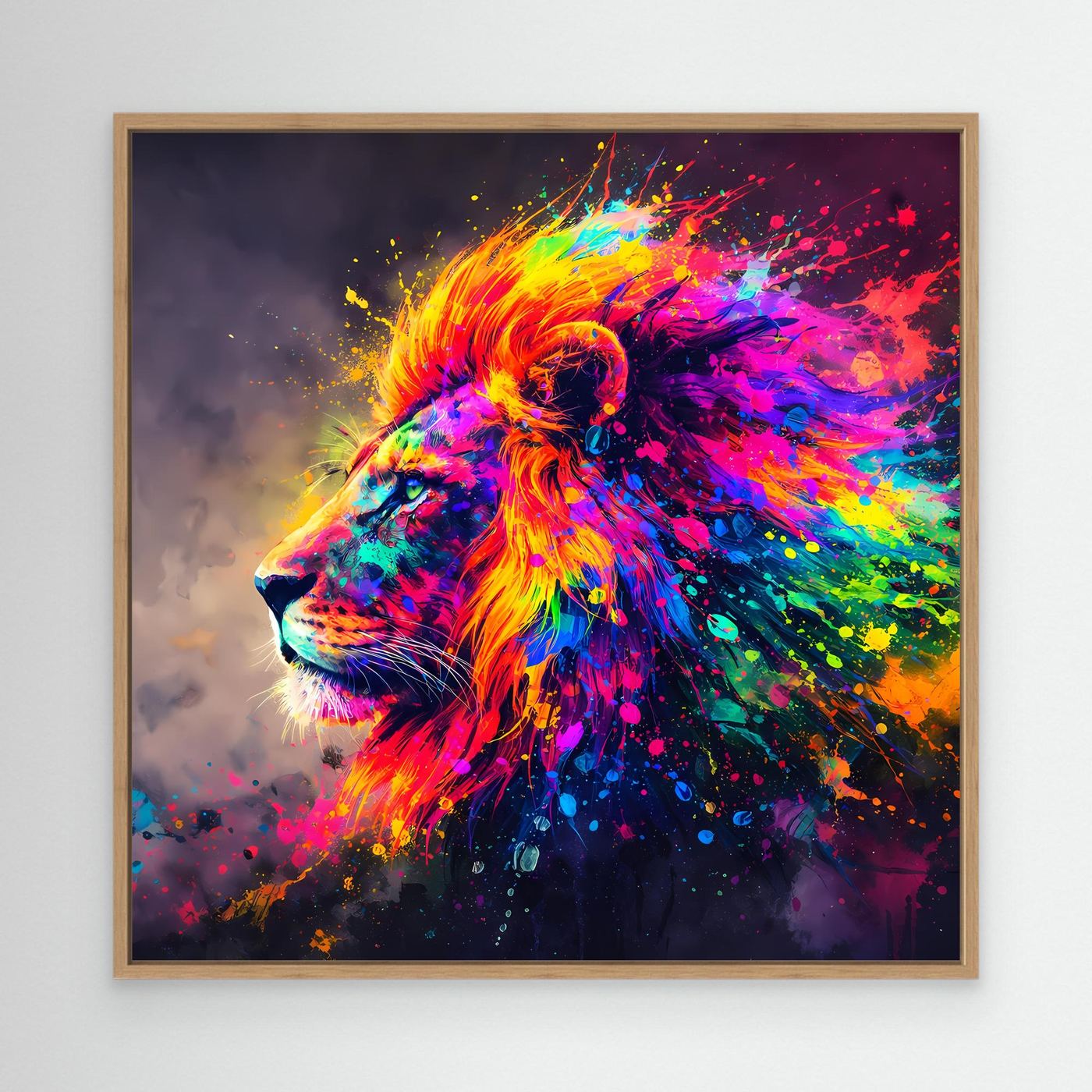 Leinwandbild Majestätischer Löwe | Abstraktes Pop-Art Löwen Wandbild auf Keilrahmen