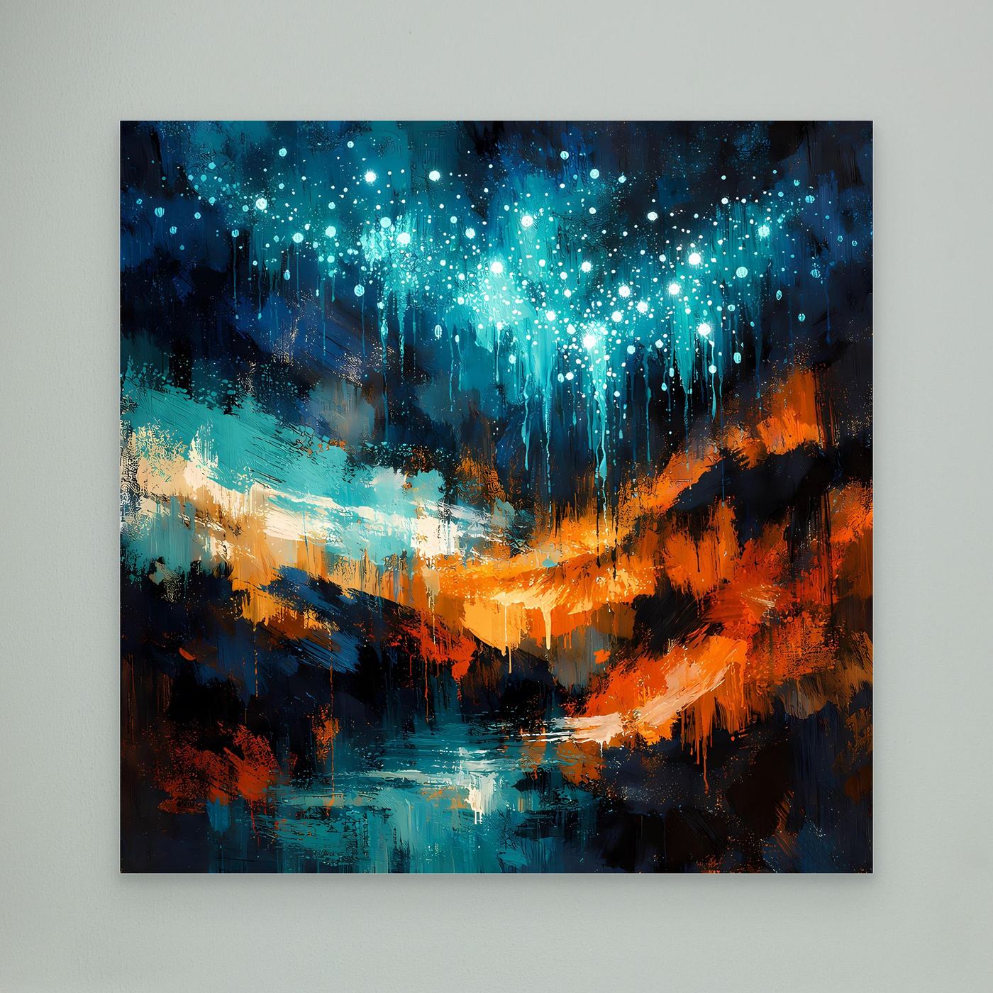 Leinwand Magische Glühwürmchen-Höhle | Abstraktes Natur Fantasy Wandbild