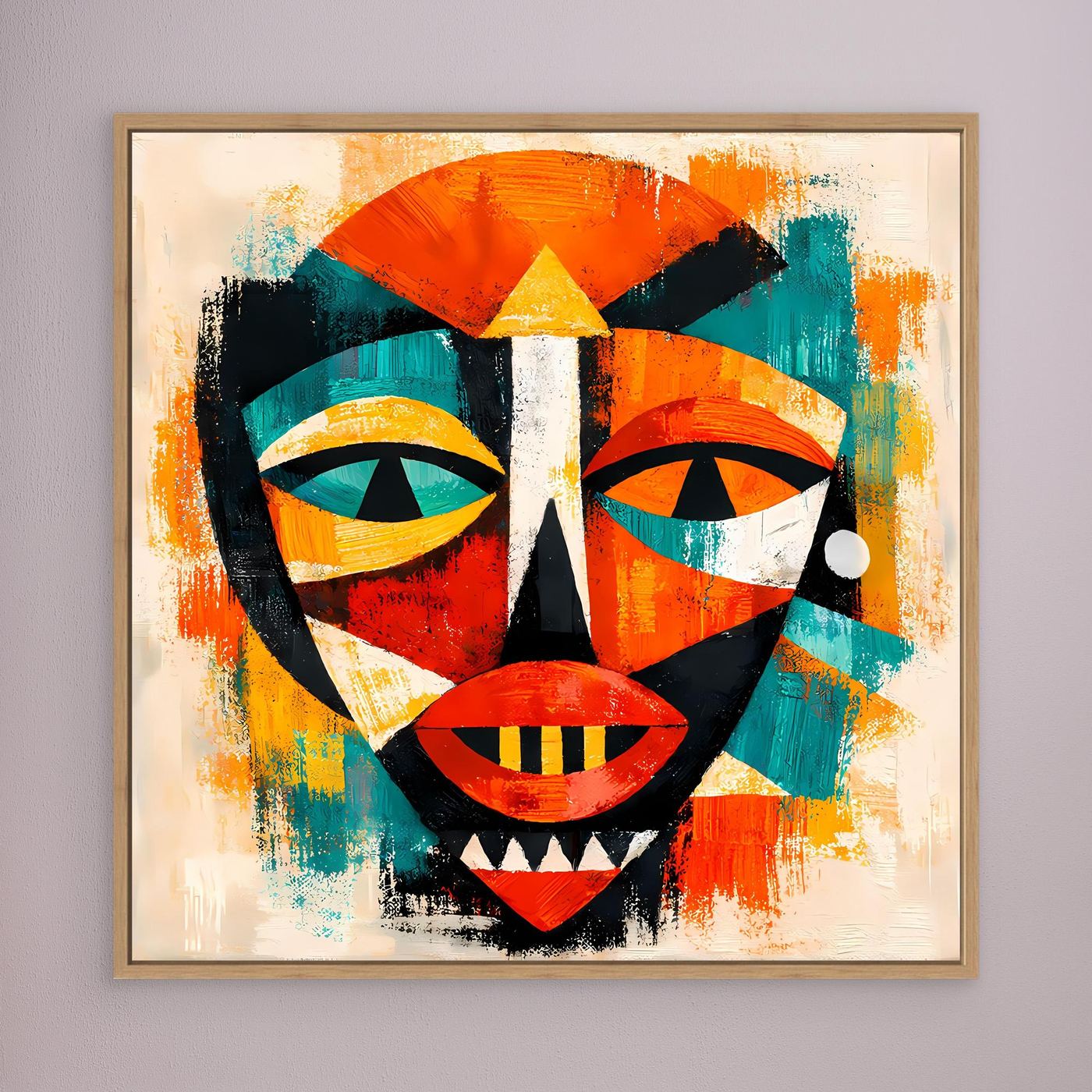 Leinwand Abstrakte Afrikanische Maske | Kubistisches Modern Art Wandbild