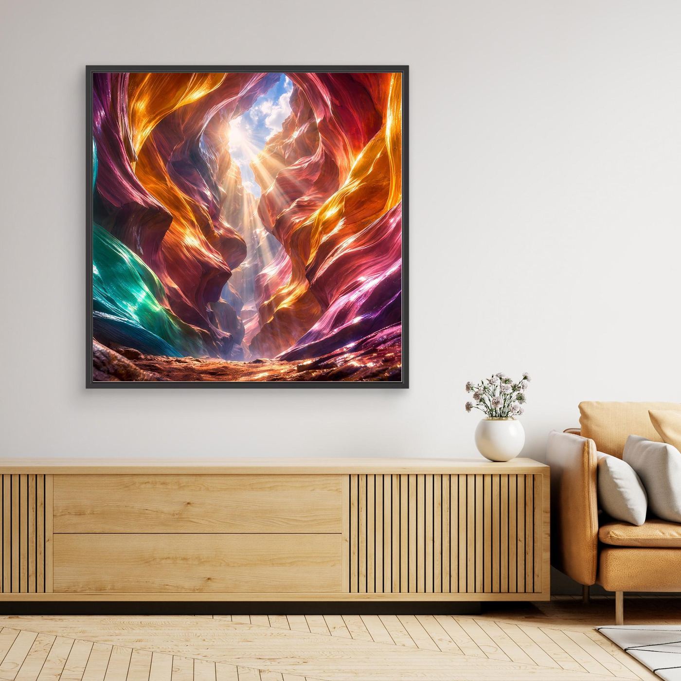 Leinwandbild Magischer Antelope Canyon | Abstraktes Felsenschauspiel Wandbild auf echtem Holzkeilrahmen