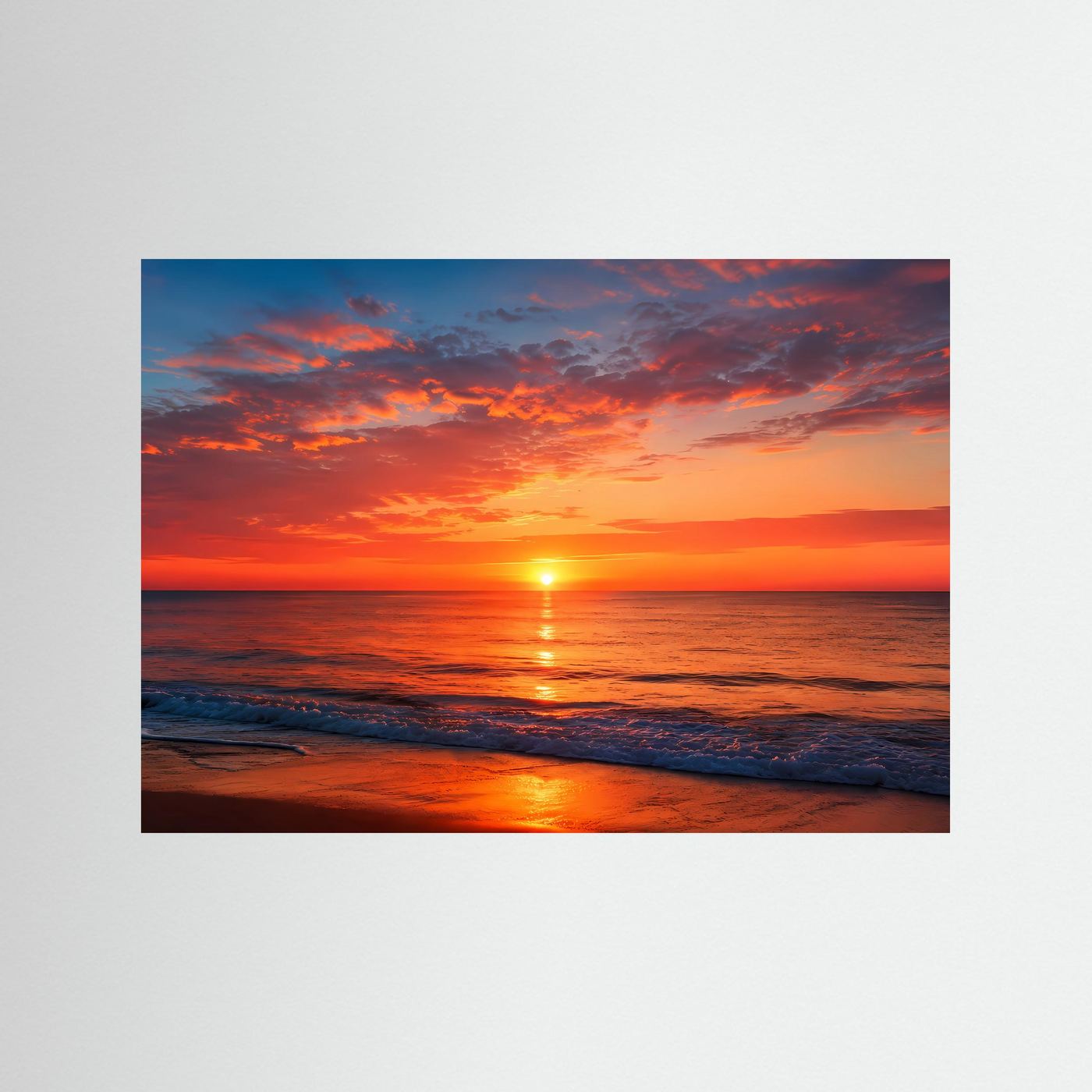 Sonnenuntergang am Meer Poster Querformat | Roter Abendhimmel über dem Ozean
