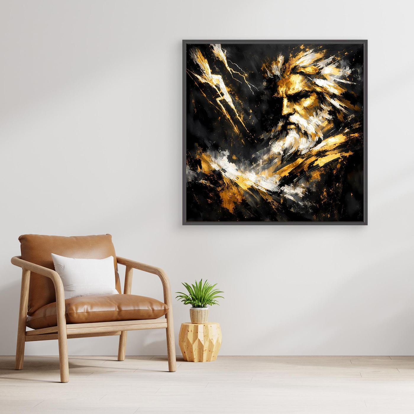 Leinwand Goldener Zeus Göttervater | Abstraktes Mythologie Wandbild Modern