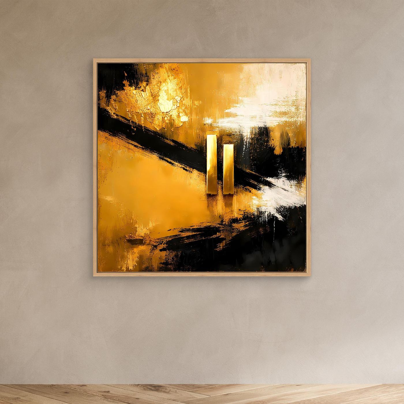 Leinwand Abstrakte Geometrie in Gold und Schwarz | Modernes Minimalistisches Wandbild