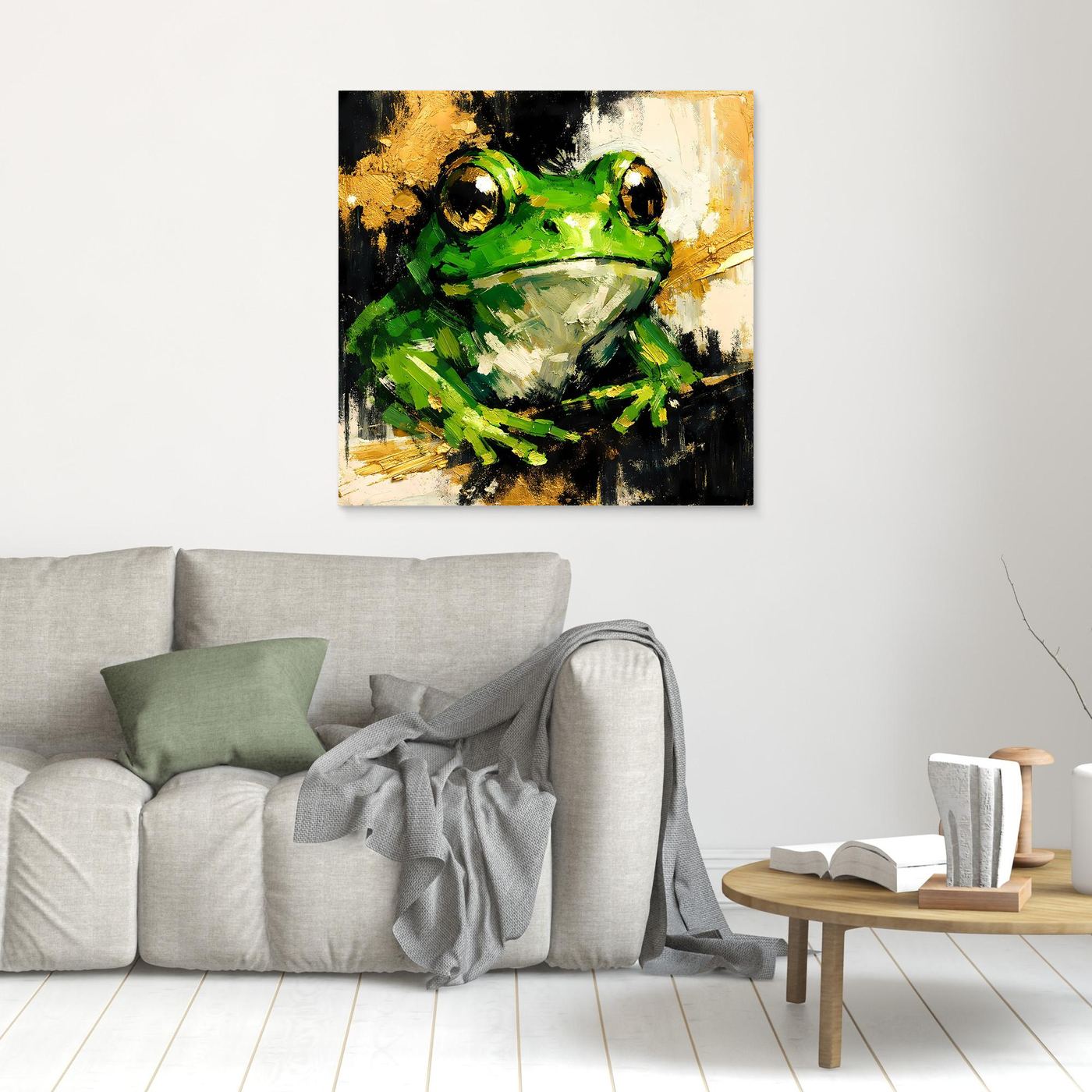 Leinwand Farbenfroher Grüner Frosch | Abstraktes Tier Wandbild
