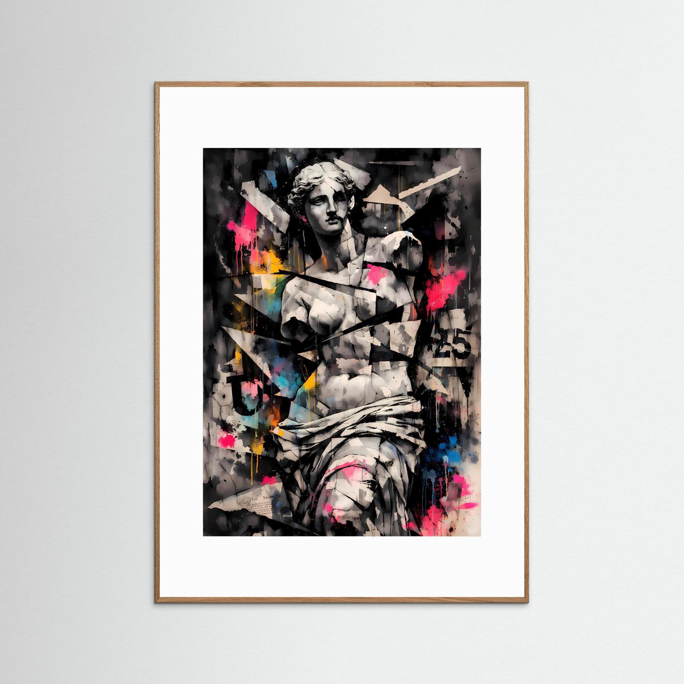 Antike trifft Street Art | Abstraktes Venus von Milo Skulpturen Poster mit Neon-Akzenten | Modernes Kunstposter Hochformat