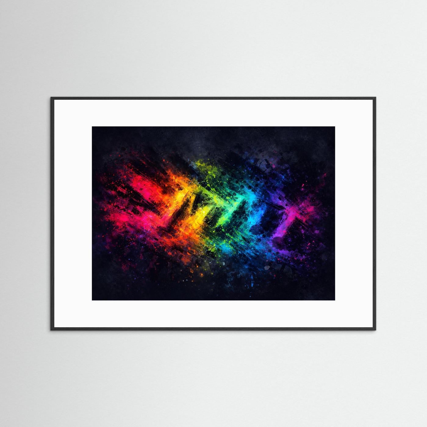Explosive Regenbogen Kunst | Bunkts Abstraktes Wandbild & Kunst Poster Querformat