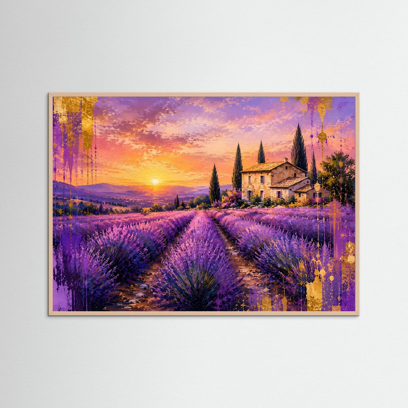 Träumerische Lavendelfelder in der Provence | Sonnenuntergang & Toskana Poster Querformat