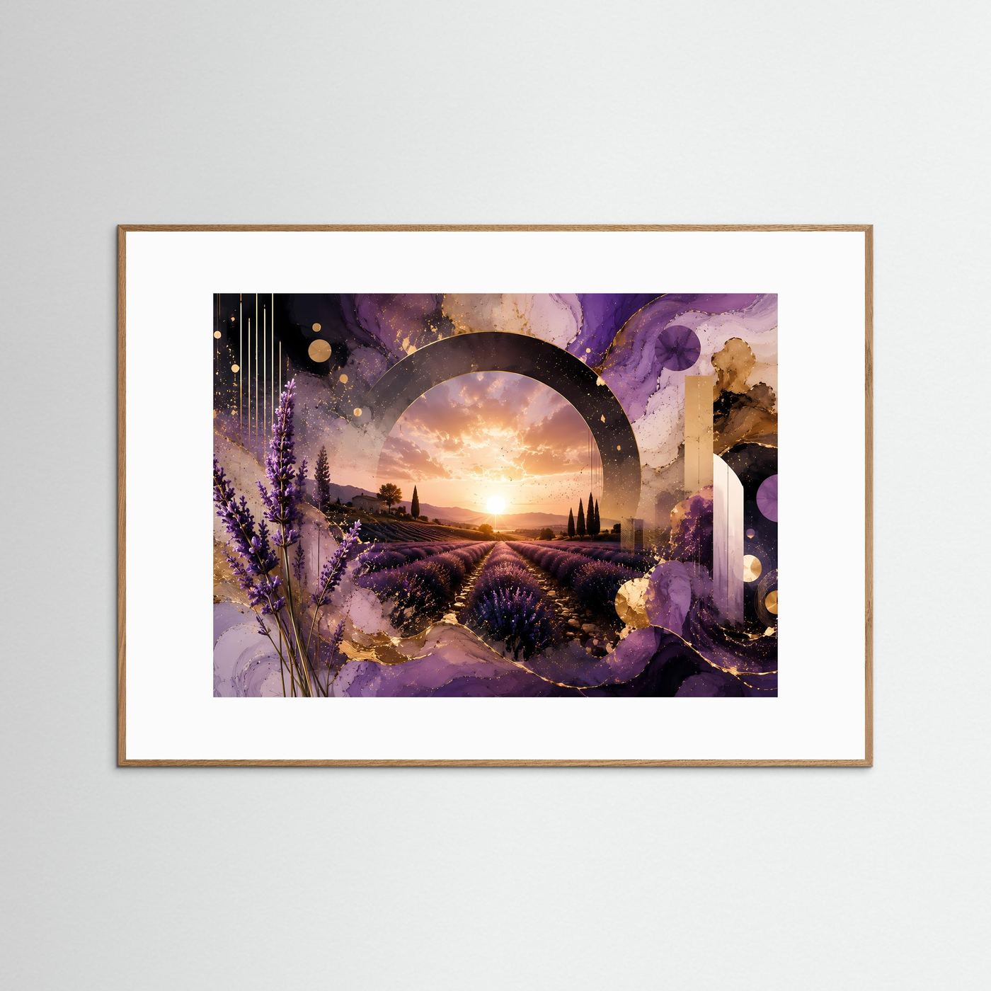 Lavendelfeld im Sonnenuntergang | Abstrakte Provence Wandkunst