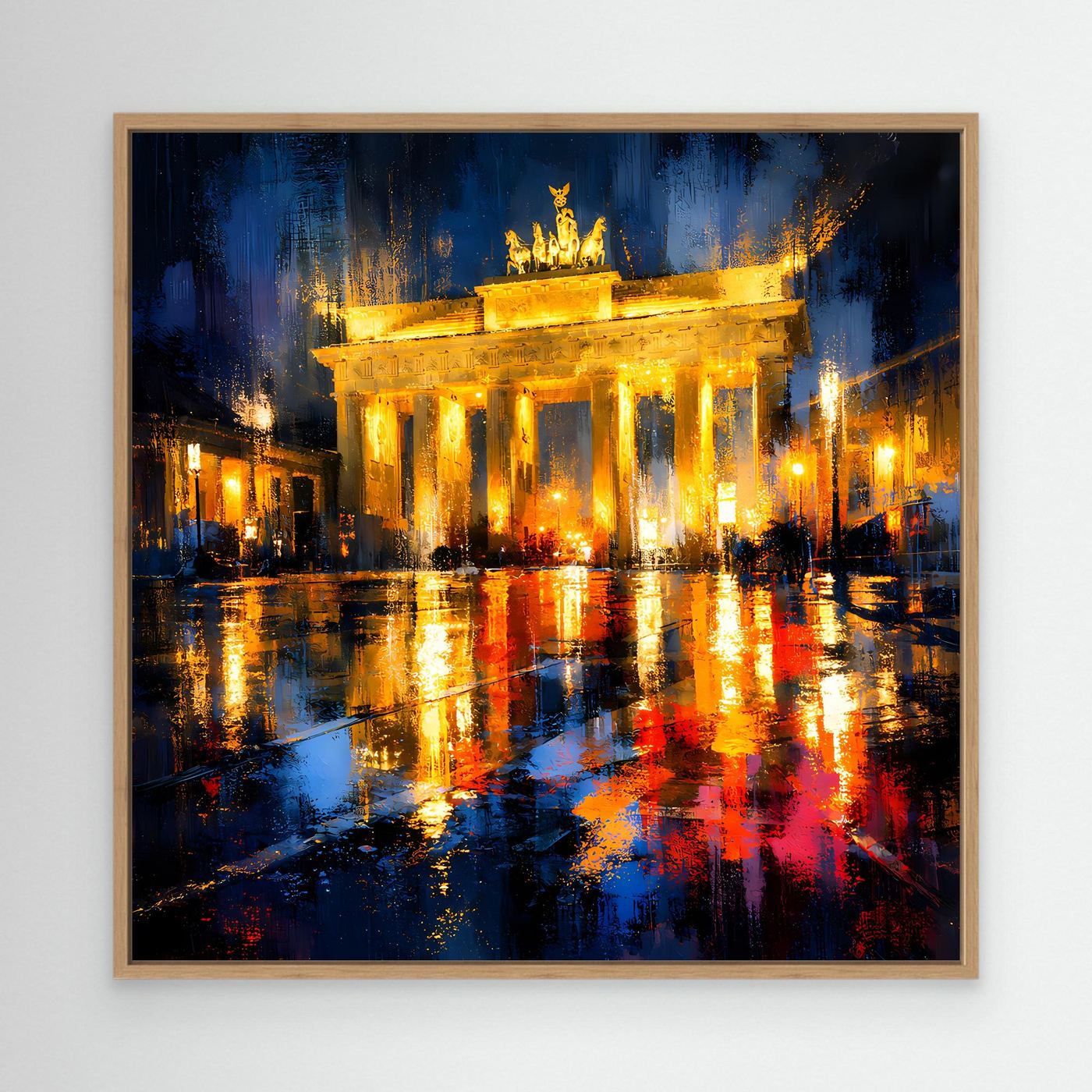 Leinwand Beleuchtetes Brandenburger Tor bei Nacht | Abstraktes Berlin Wandbild