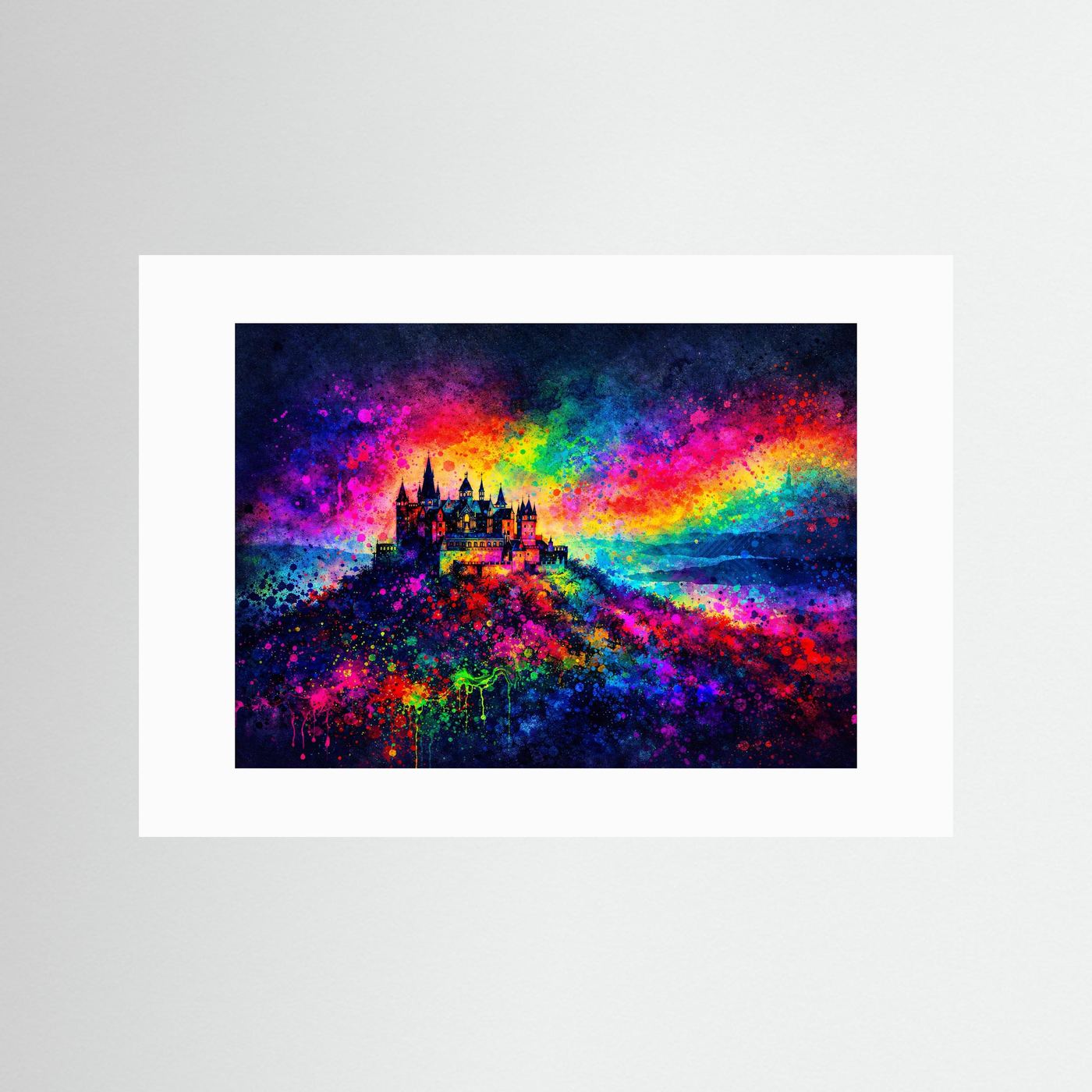 Majestätische Burg Hohenzollern Expressionismus | Bunte Architektur & Kunst Poster Querformat