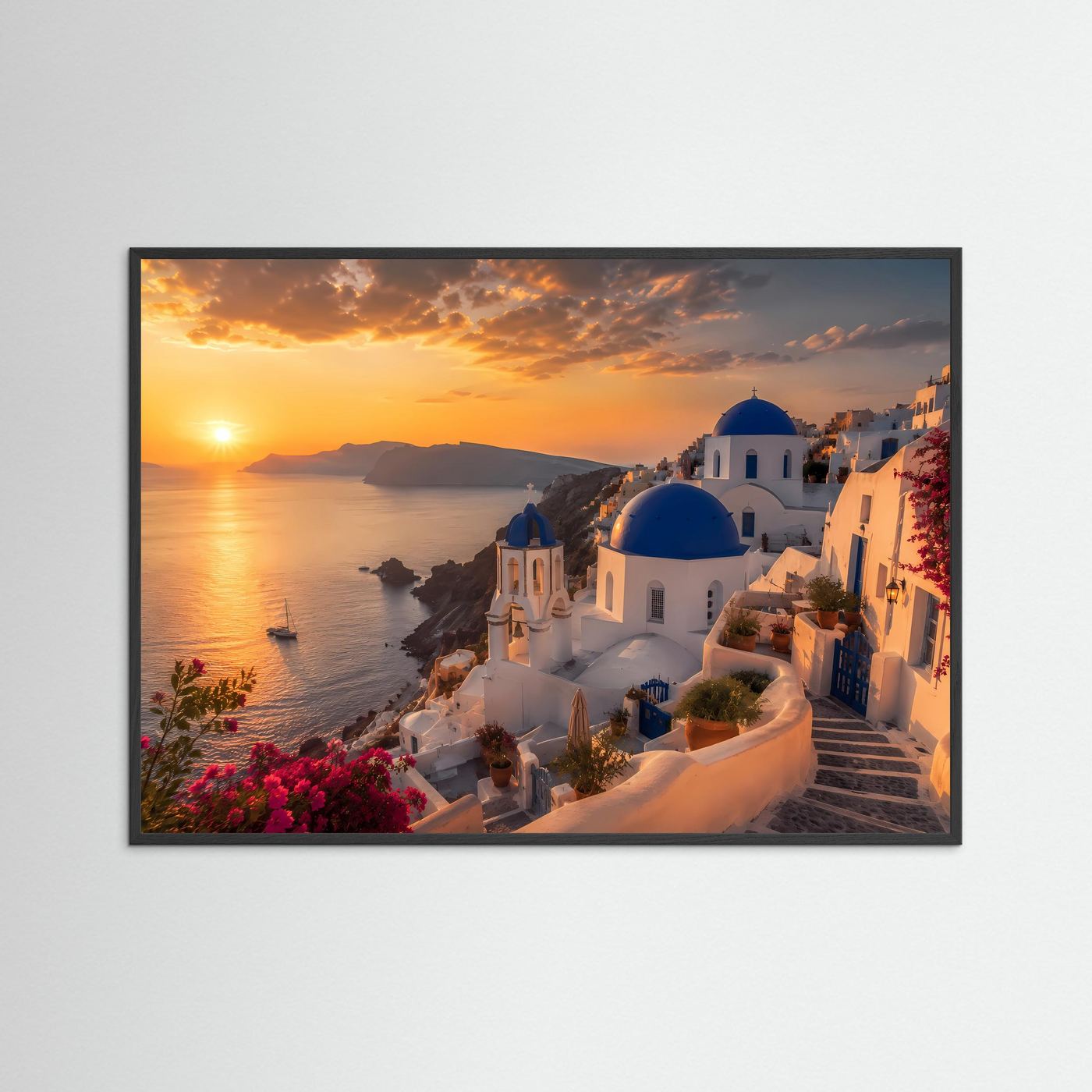 Griechischer Traum auf Santorini | Sonnenuntergang & Architektur Poster
