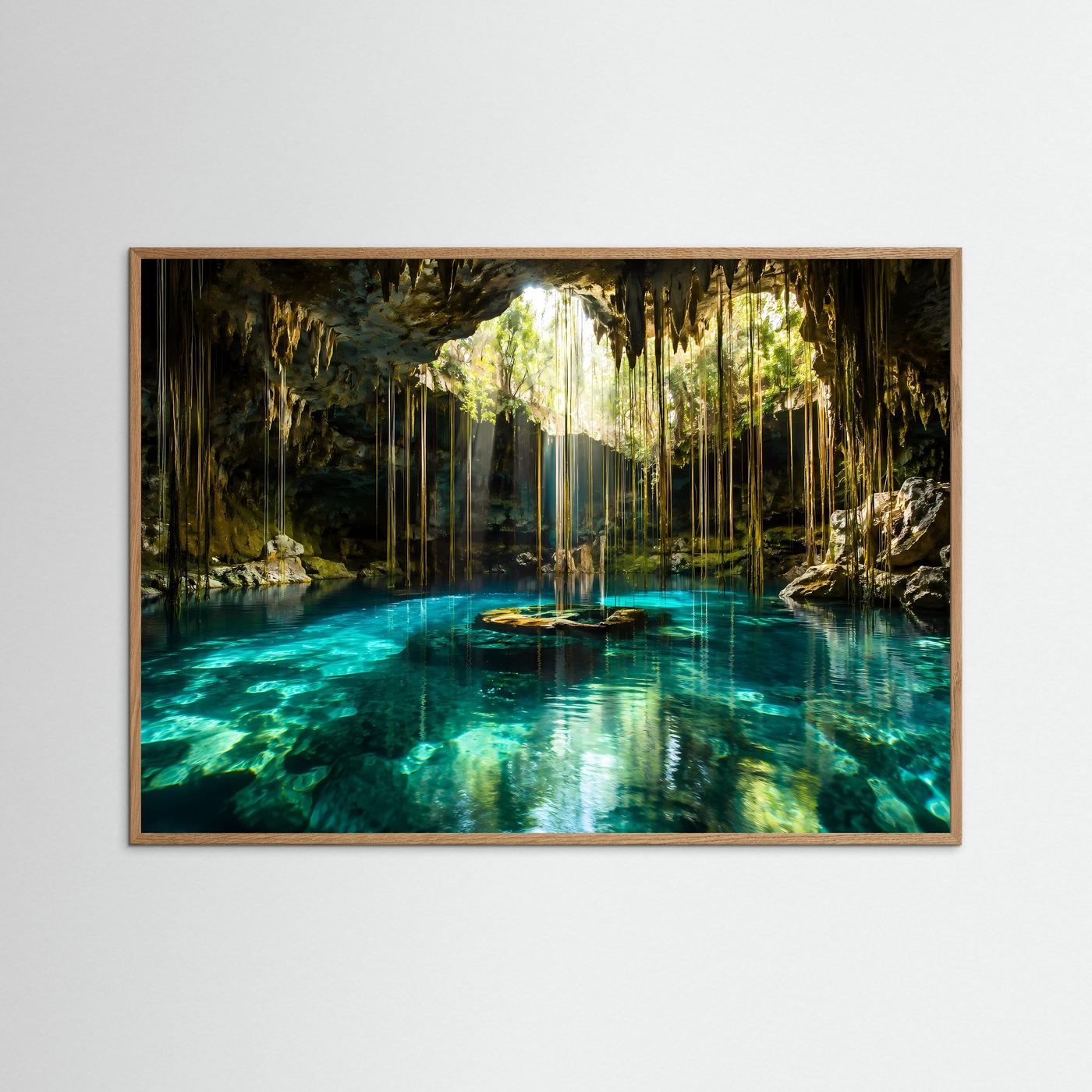 Cenote Poster | Türkise Höhle Wandbild | Tropische Lagune Kunst | Mystische Natur Landschaft | Leinwand Dschungel Deko
