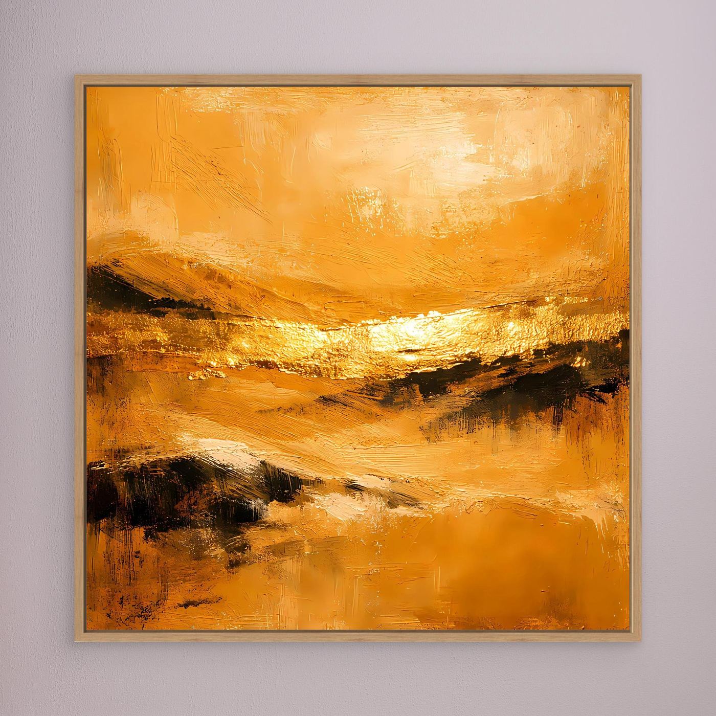 Leinwand Abstrakte Landschaft in Gold und Ocker | Modernes Elegantes Natur Wandbild