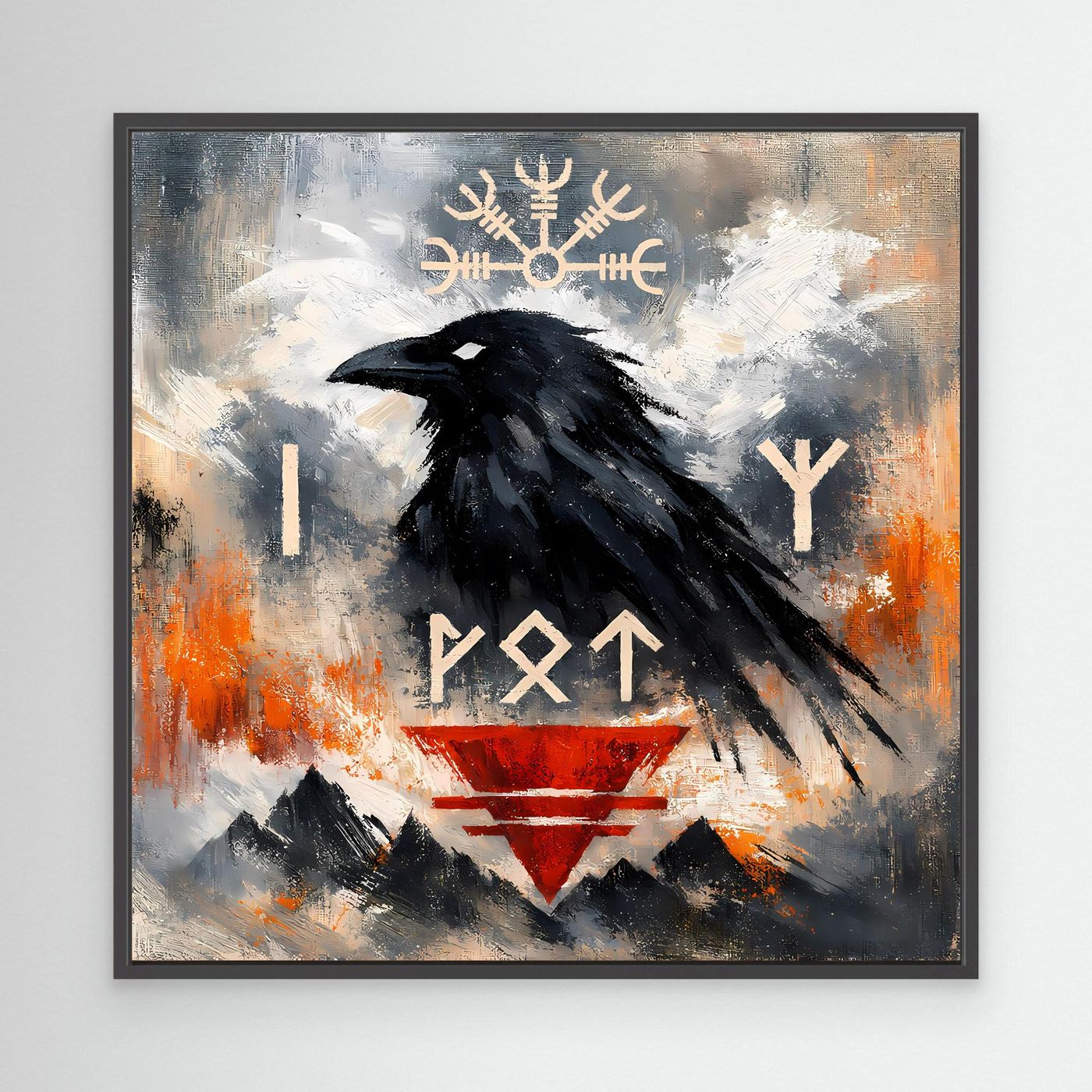 Leinwand Odin's Rabe | Wikinger Runen & Vegvísir Nordisches Wandbild