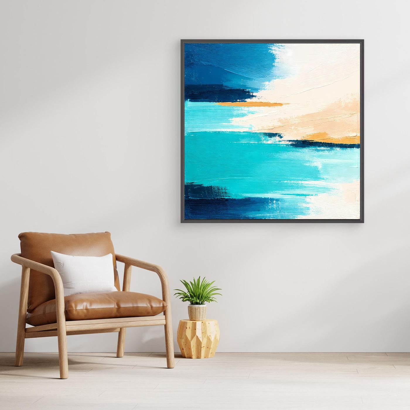 Leinwand Abstrakte Meeresbrise in Türkis und Beige | Modernes Acryl Wandbild