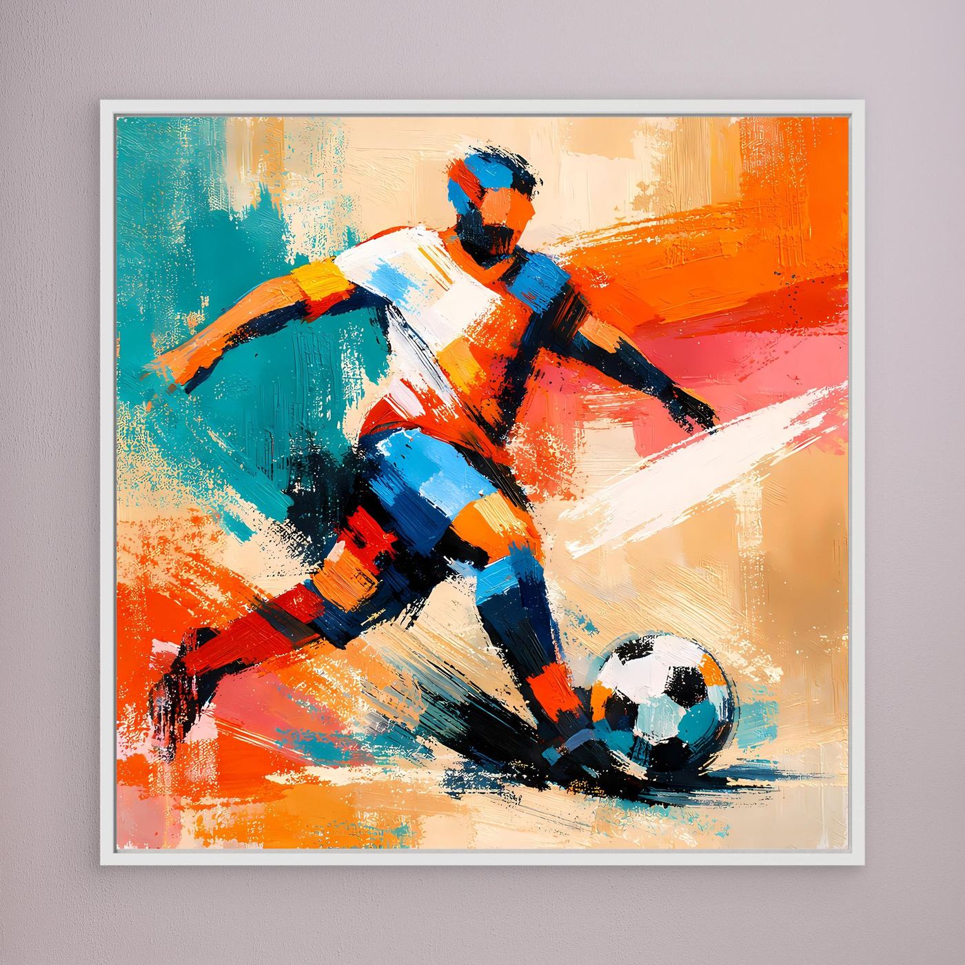 Leinwand Dynamischer Fußballspieler in Aktion | Abstraktes Sport & Fußball Wandbild