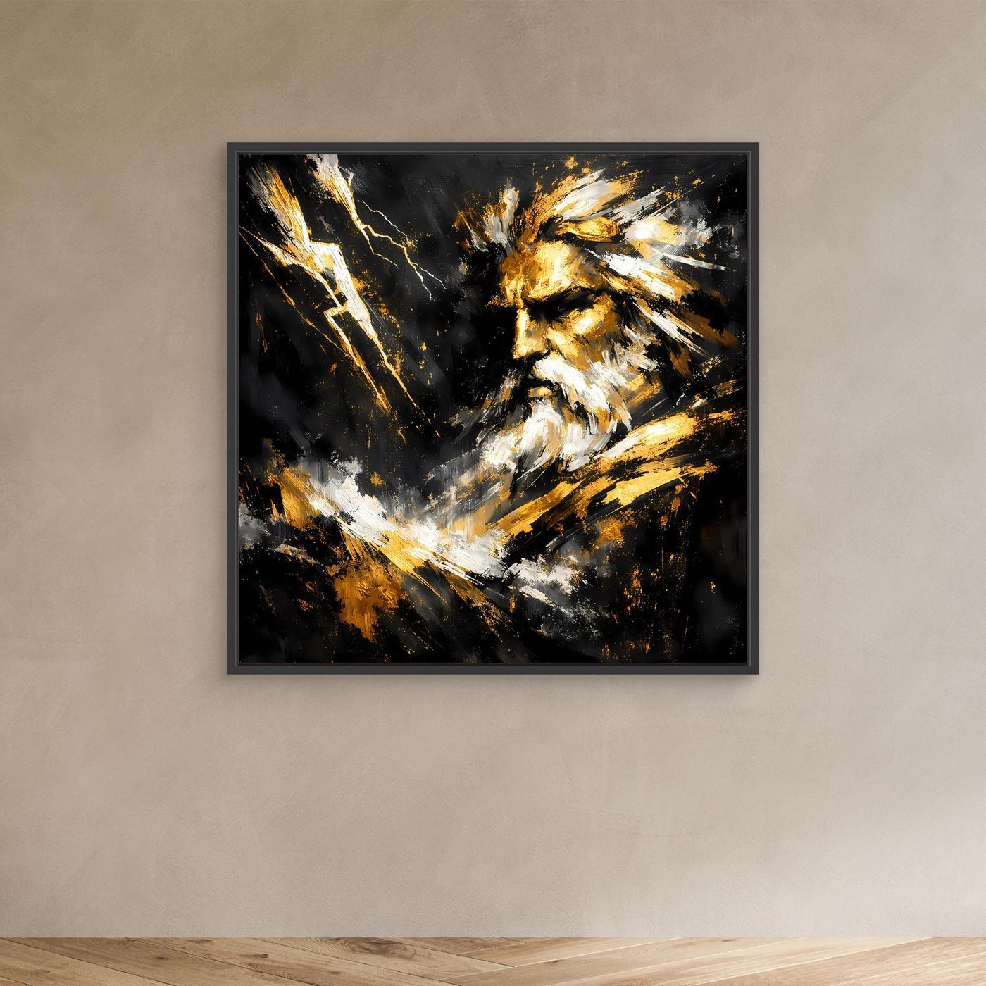 Leinwand Goldener Zeus Göttervater | Abstraktes Mythologie Wandbild Modern
