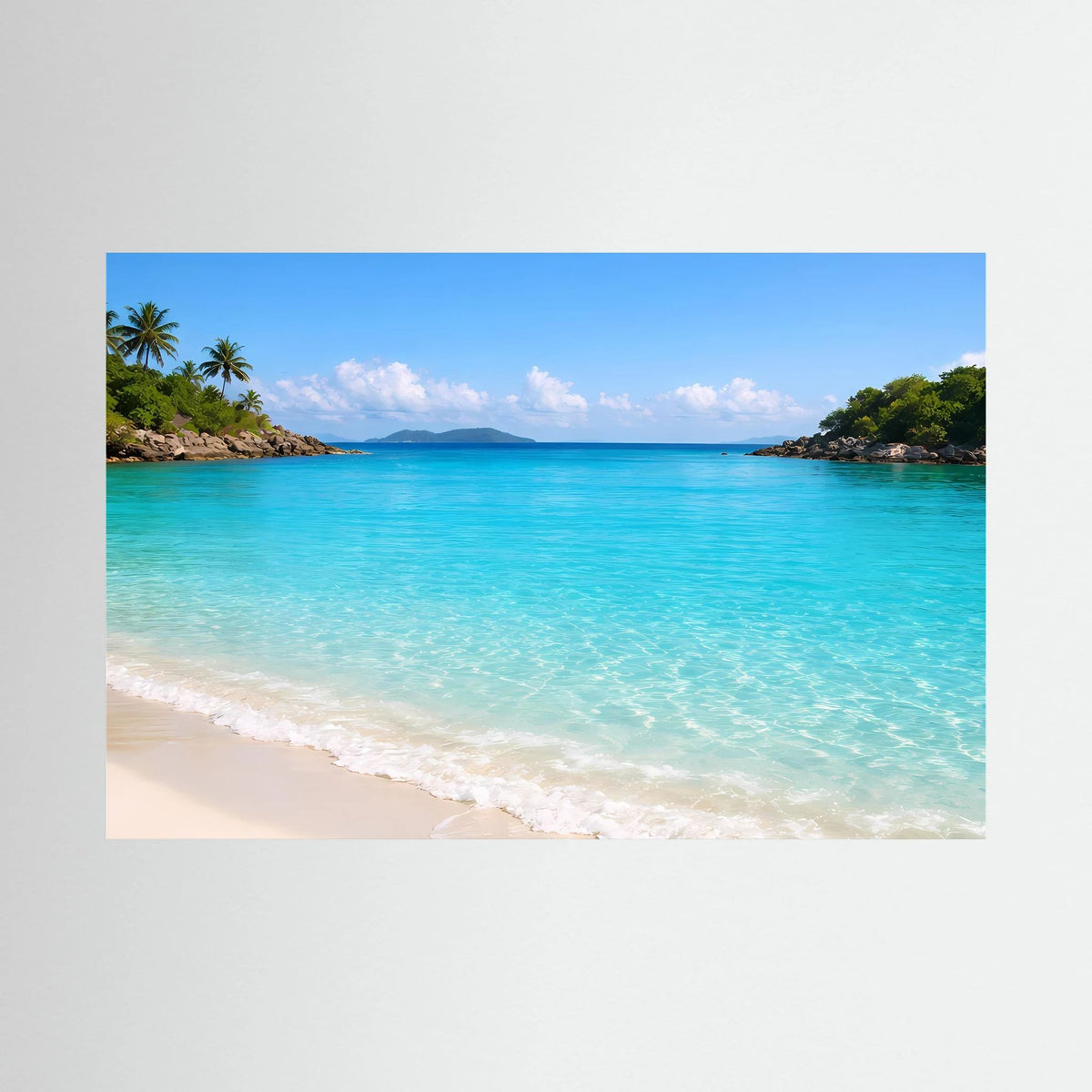 Strand-Wandbild: türkisfarbenes Meer, Palmen und weißer Sandstrand