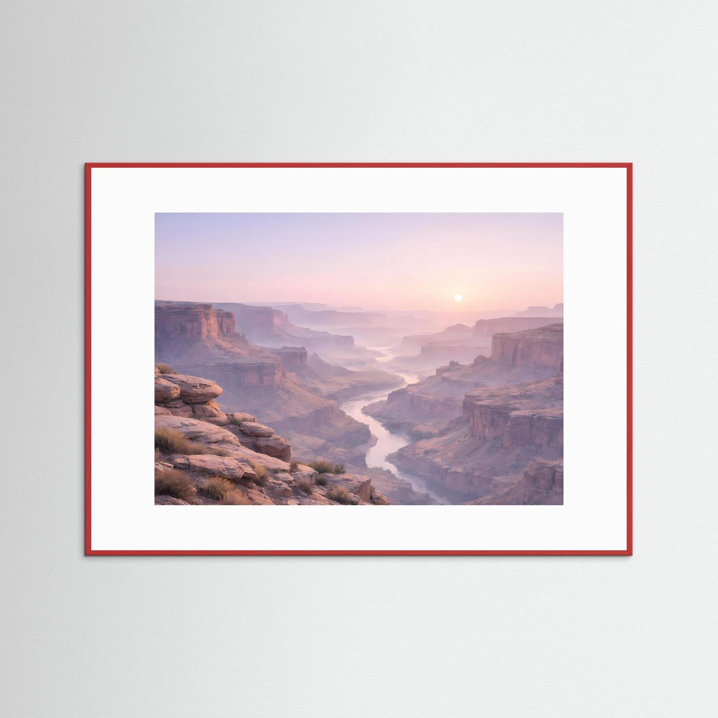 Canyon-Wandbild im roten Holzrahmen