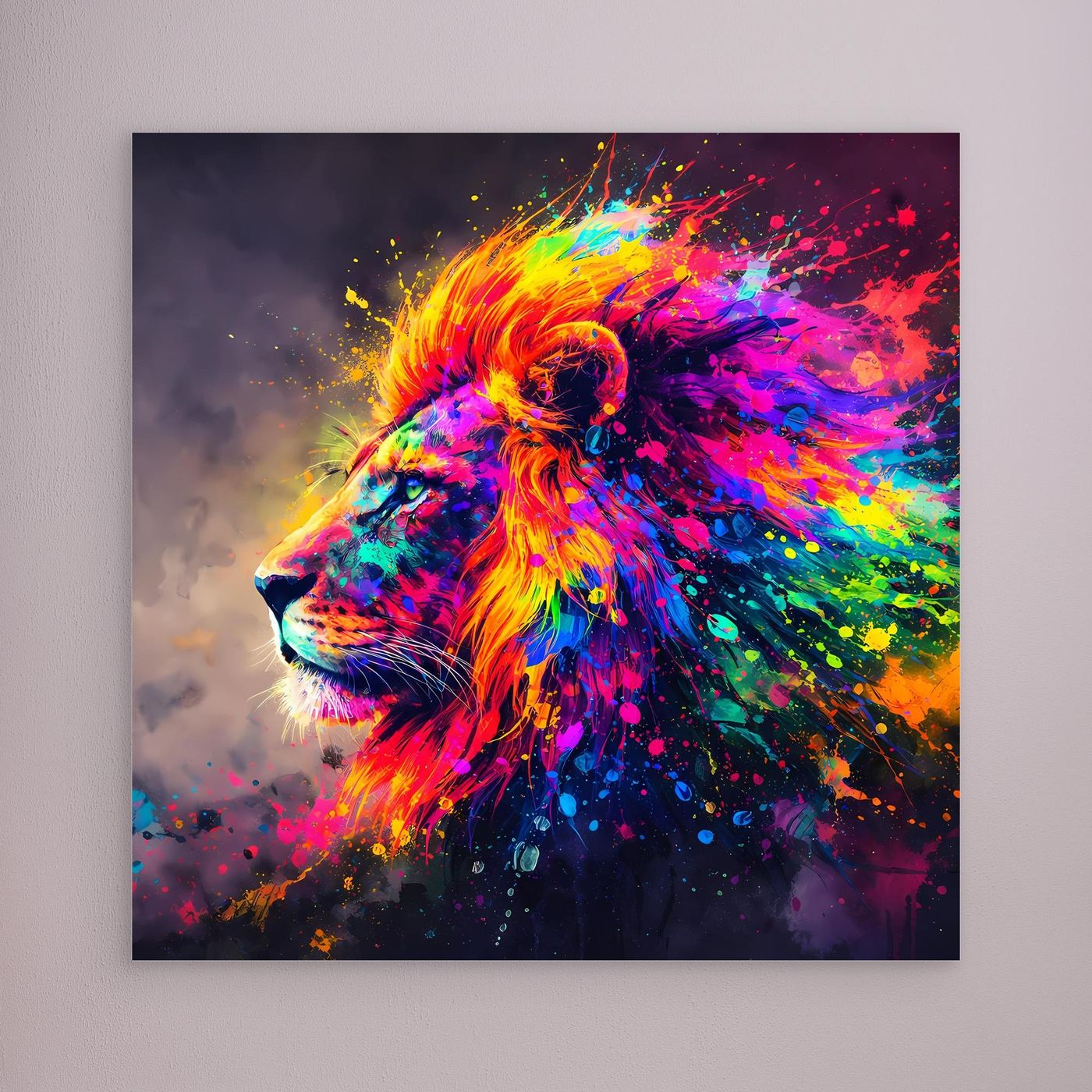 Leinwandbild Majestätischer Löwe | Abstraktes Pop-Art Löwen Wandbild auf Keilrahmen