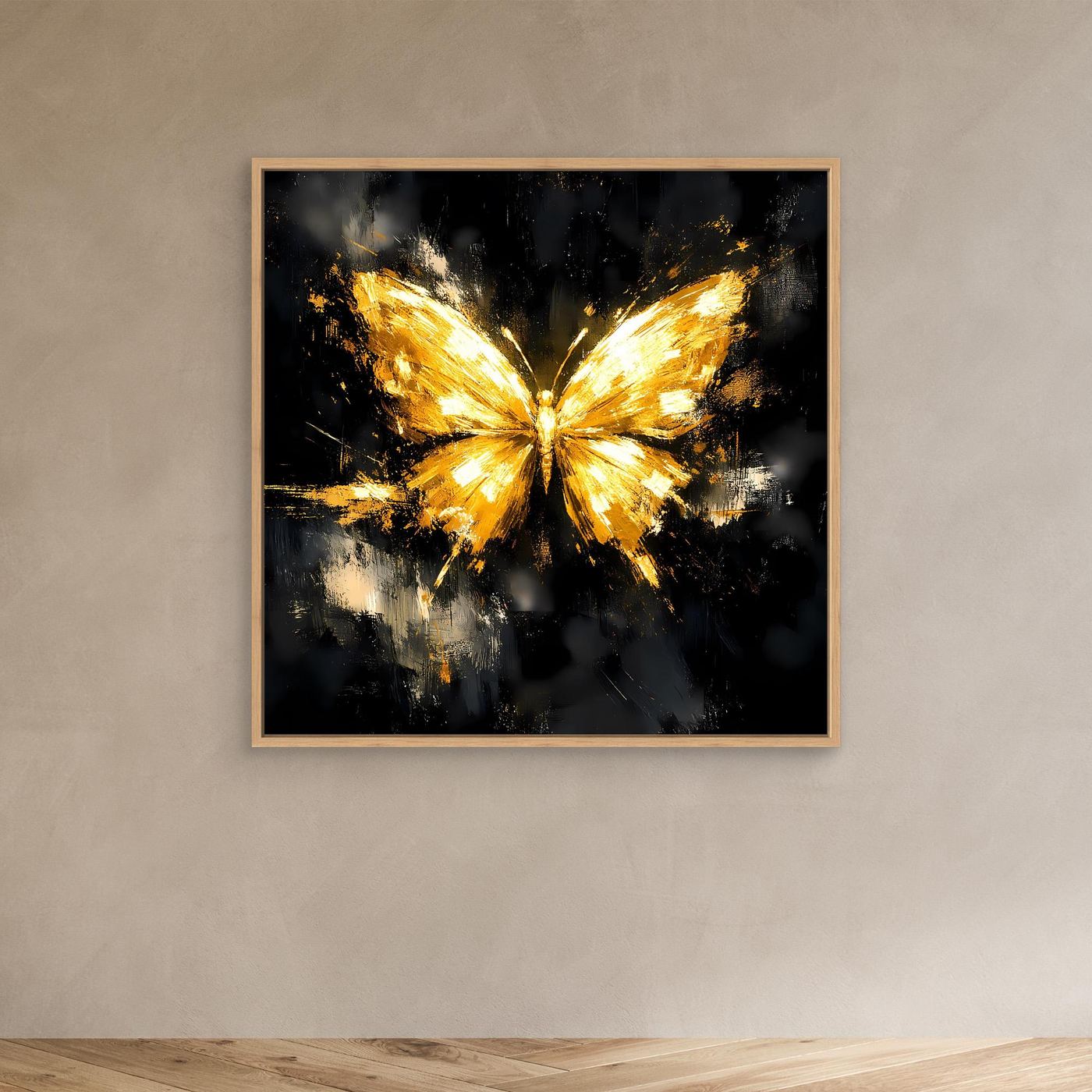 Leinwand Eleganter Goldener Schmetterling | Abstraktes Luxus Wandbild