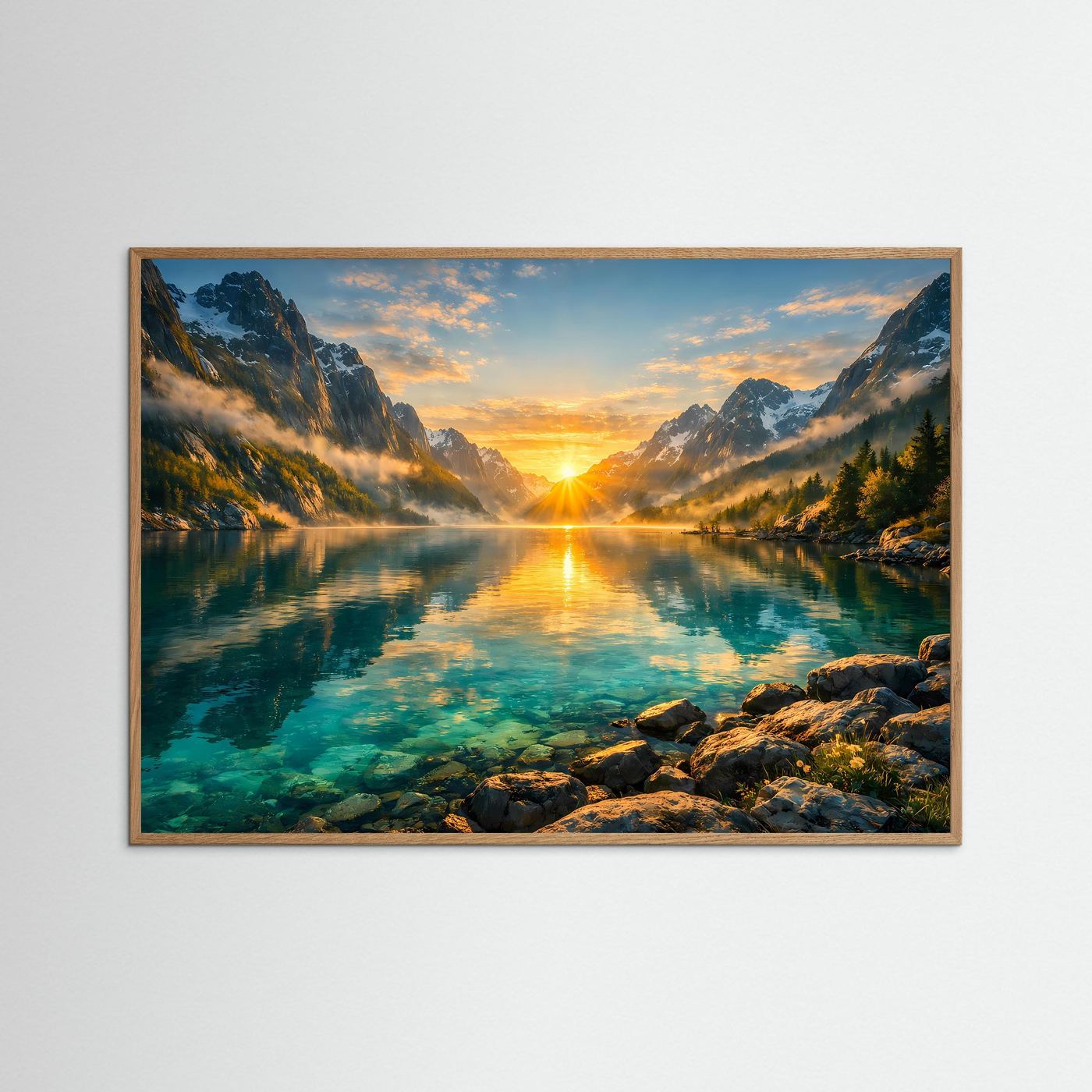 Sonnenaufgang über dem Alpinen Bergsee | Panorama Natur & Berg Poster Querformat