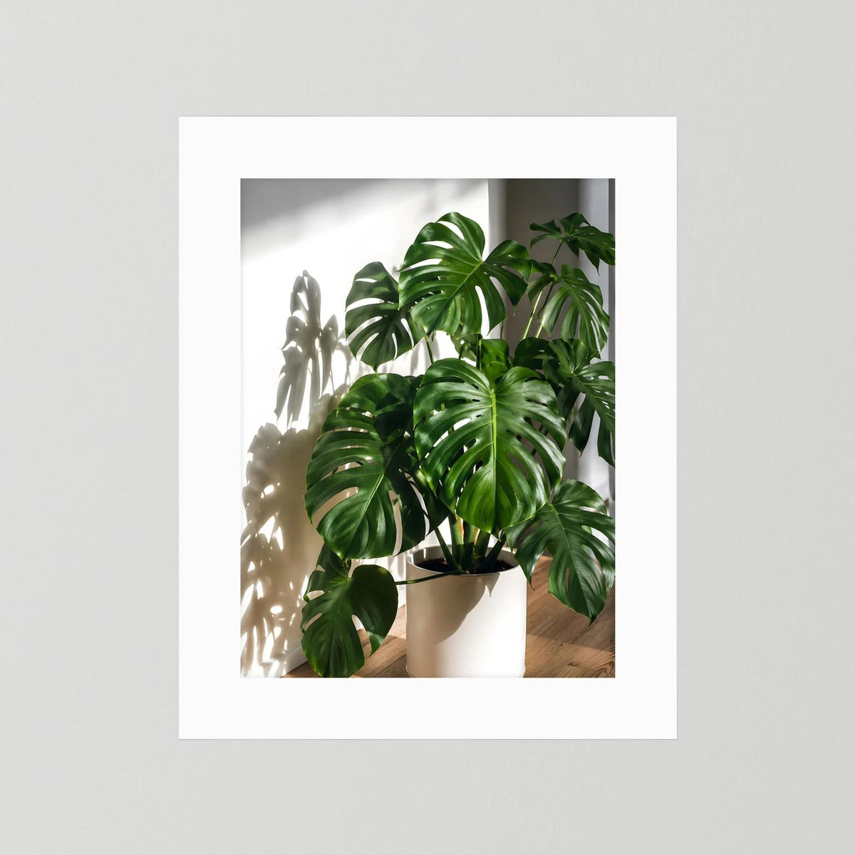 Monstera-Poster ohne Rahmen, grüne Blätter im weißen Pflanztopf