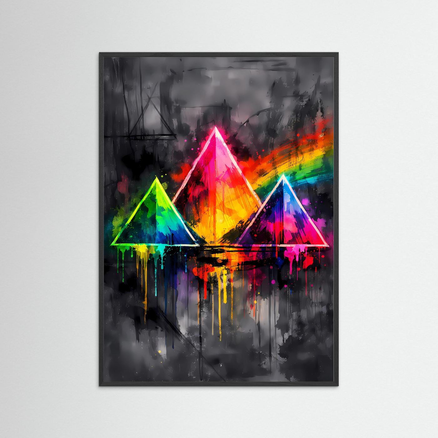 Prisma der Wüste | Modernes Pyramiden Poster bunt | Abstraktes Geometrie Kunstposter Hochformat