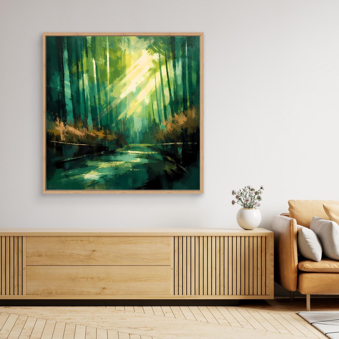 Leinwand Lichtdurchfluteter Zauberwald | Abstraktes Natur Wandbild