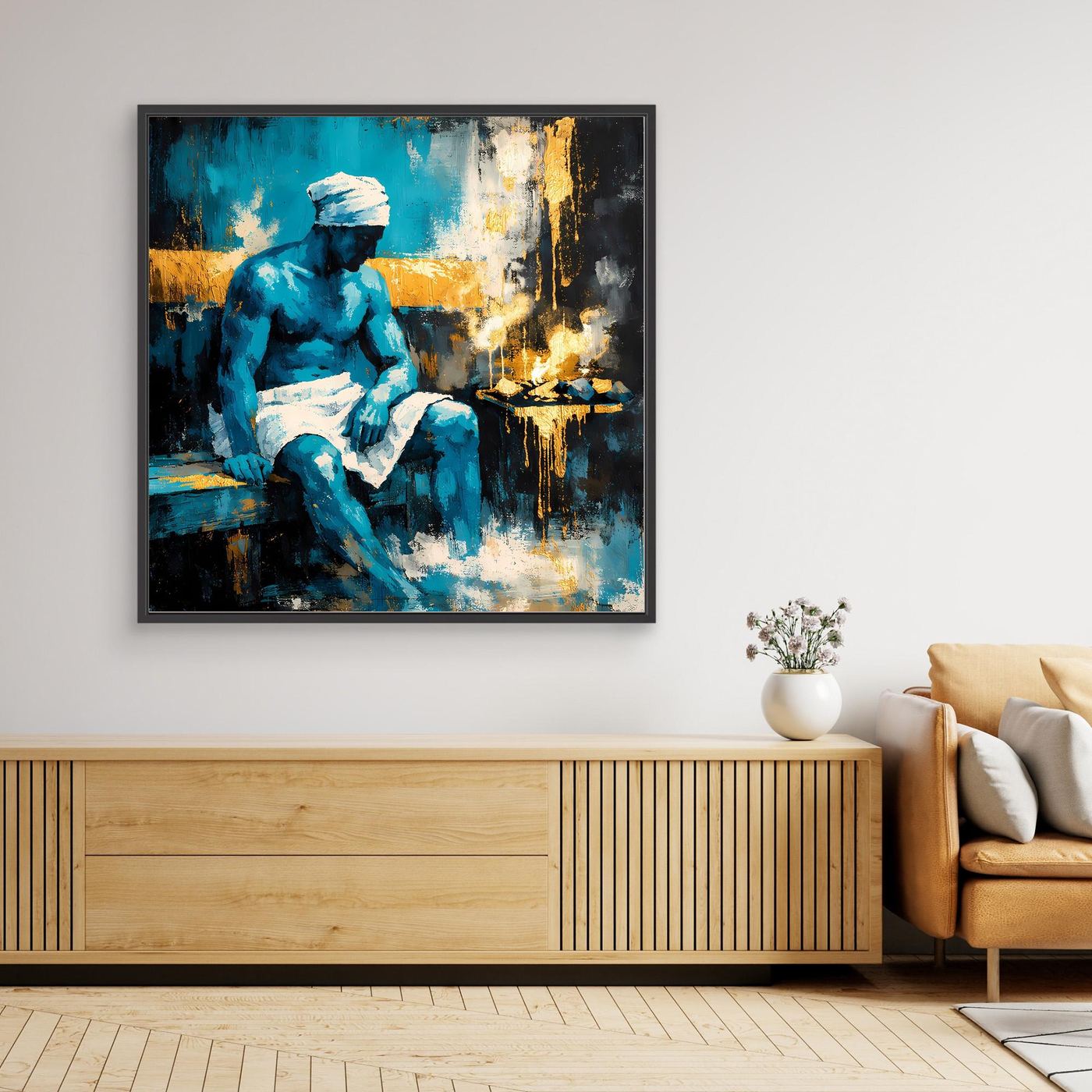 Leinwand Entspannung in der Sauna | Modernes Abstraktes Wellness Wandbild