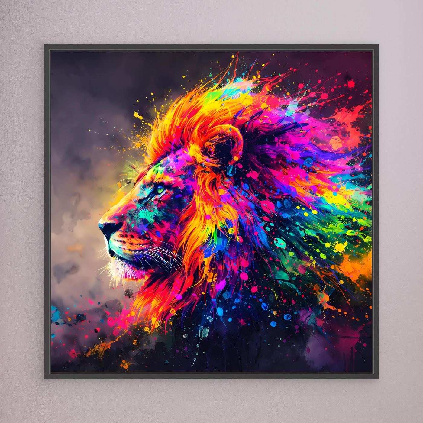 Leinwandbild Majestätischer Löwe | Abstraktes Pop-Art Löwen Wandbild auf Keilrahmen