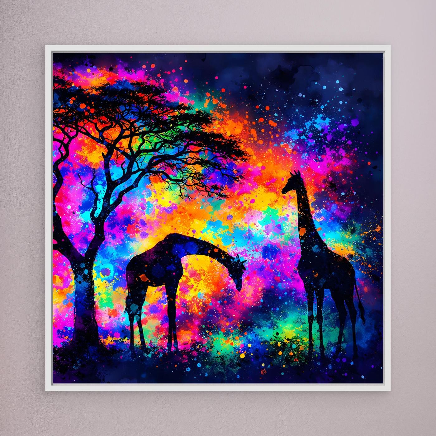 Leinwandbild Magische Afrikanische Savanne | Abstraktes Giraffen Wandbild auf Keilrahmen