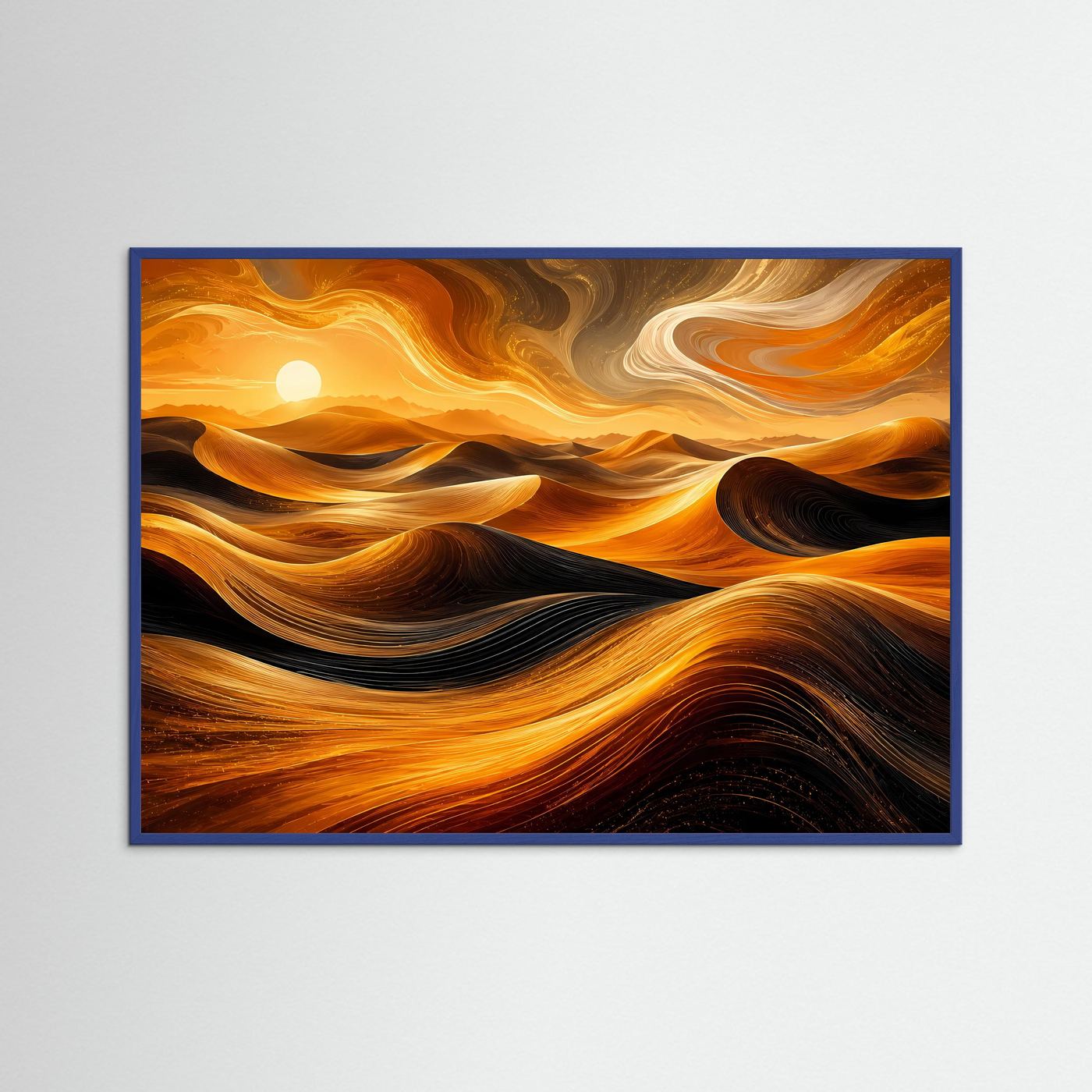 Wüstenlandschaft Poster | Abstrakte Goldene Sanddünen | Moderne Wüstenkunst | Minimalistische Landschaft | Fine Art Wandbild | Elegante Wanddekoration