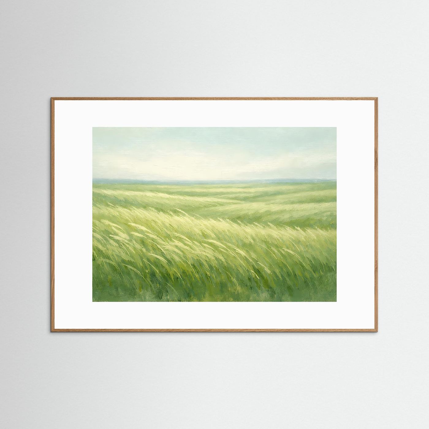 Weite Graslandschaft im Wind | Beruhigende Natur & Wiese Poster Querformat
