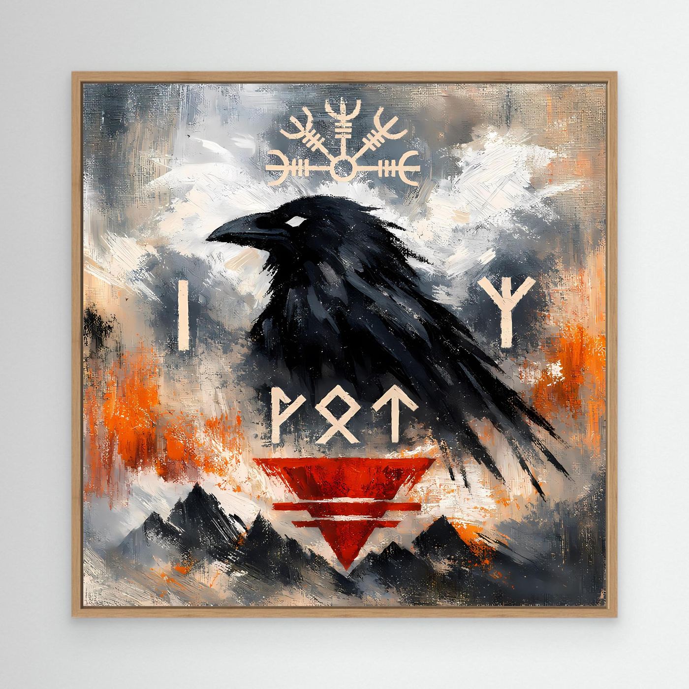Leinwand Odin's Rabe | Wikinger Runen & Vegvísir Nordisches Wandbild