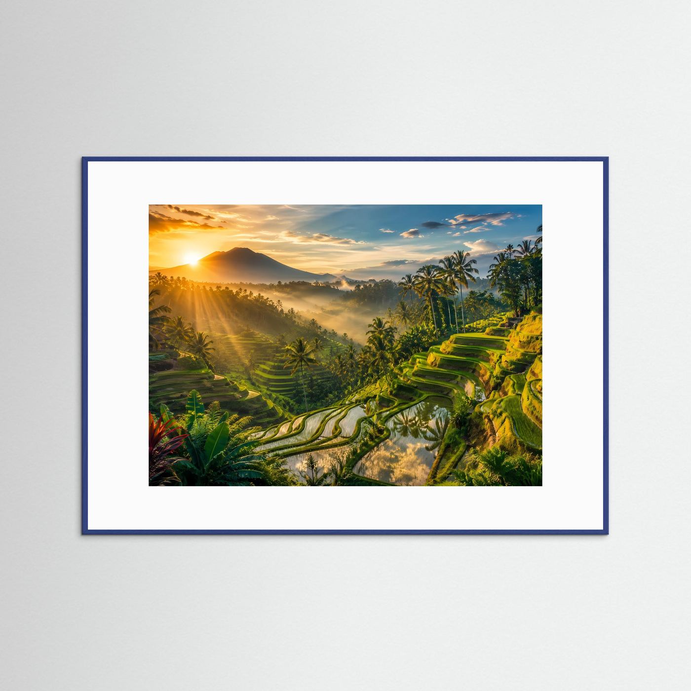 Tropische Reisterrassen bei Sonnenaufgang | Bali Dschungel & Natur Panorama Poster Querformat