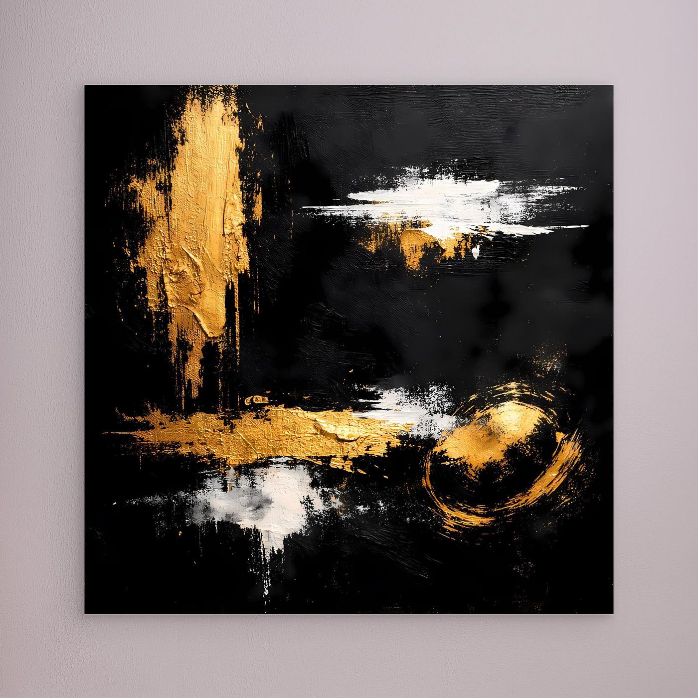 Leinwand Abstraktes Meisterwerk in Gold und Weiß | Modernes Galerie Wandbild
