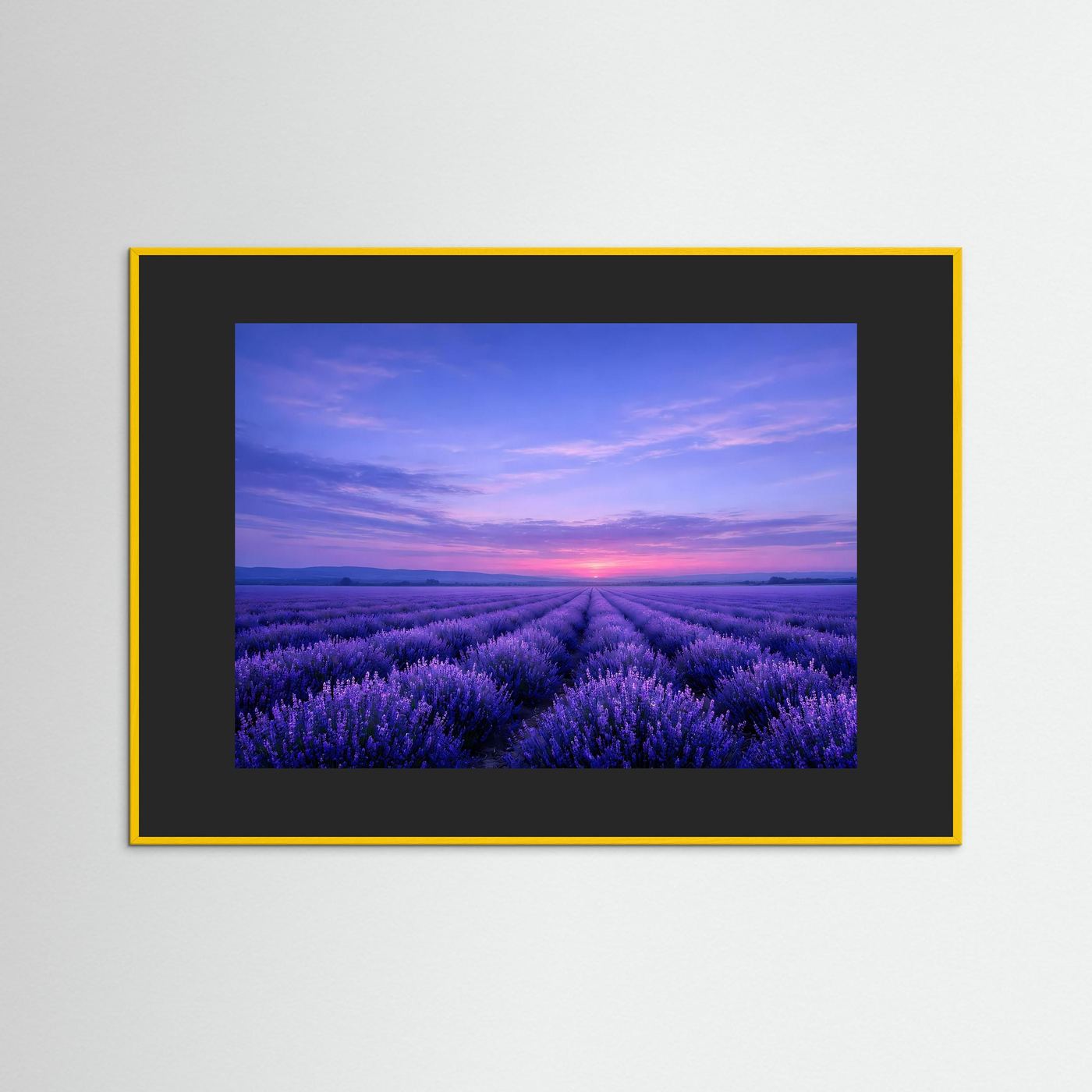 Poster Lavendelfeld im Sonnenuntergang | Majestätisches Violettes Wandbild