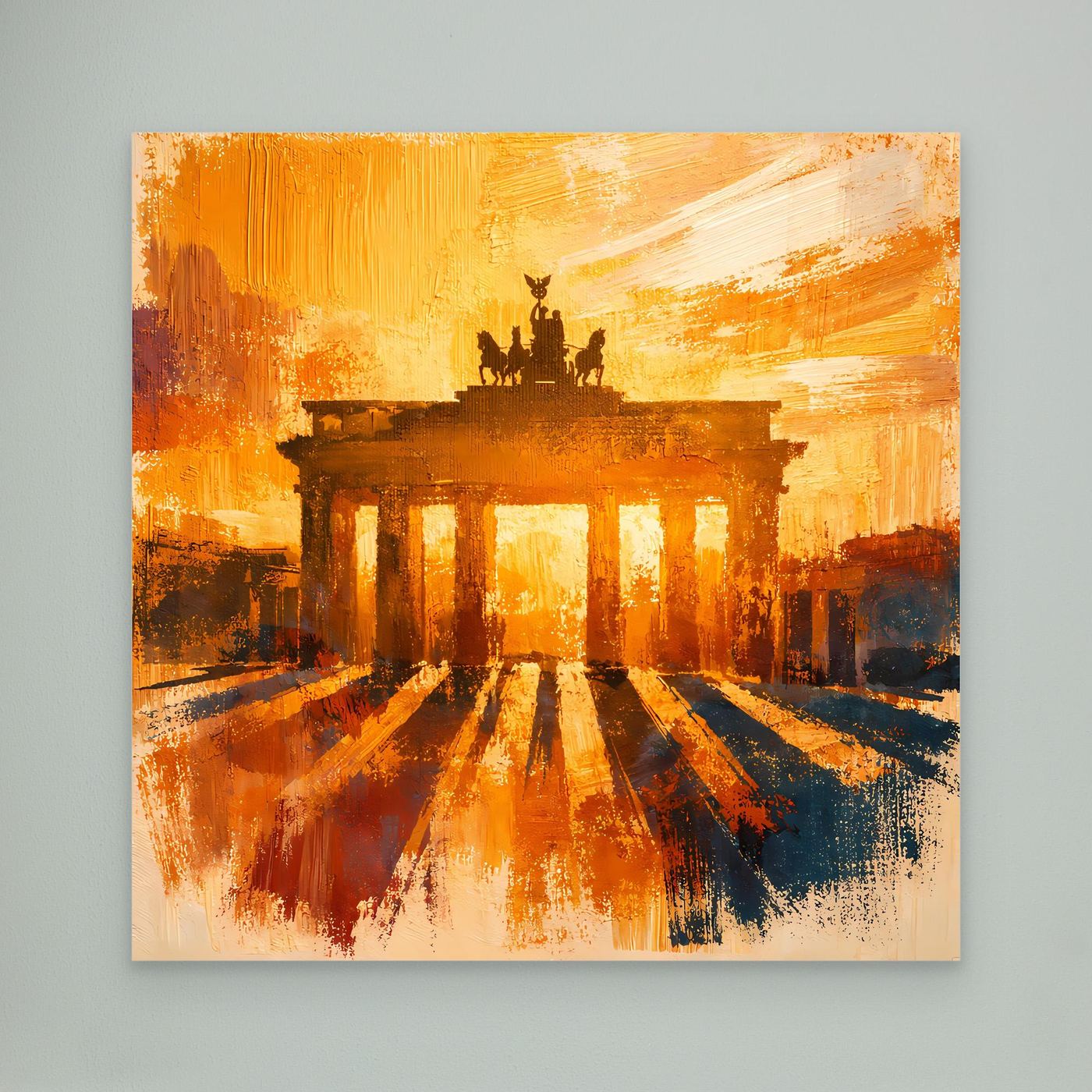 Leinwand Brandenburger Tor Goldene Abendstimmung | Abstraktes Berlin Wandbild