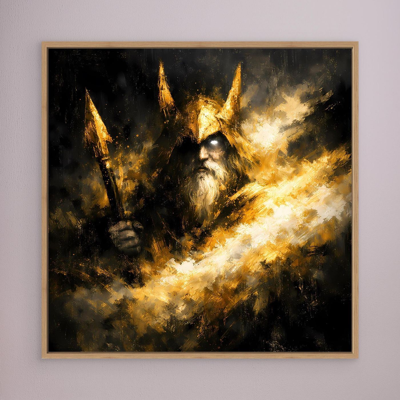 Leinwand Goldener Odin Nordischer Gott | Abstraktes Wikinger Wandbild Modern