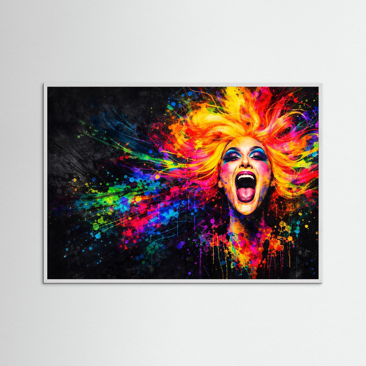 Explosion der Farben | Moderner Kunst Print Querformat Wandbild
