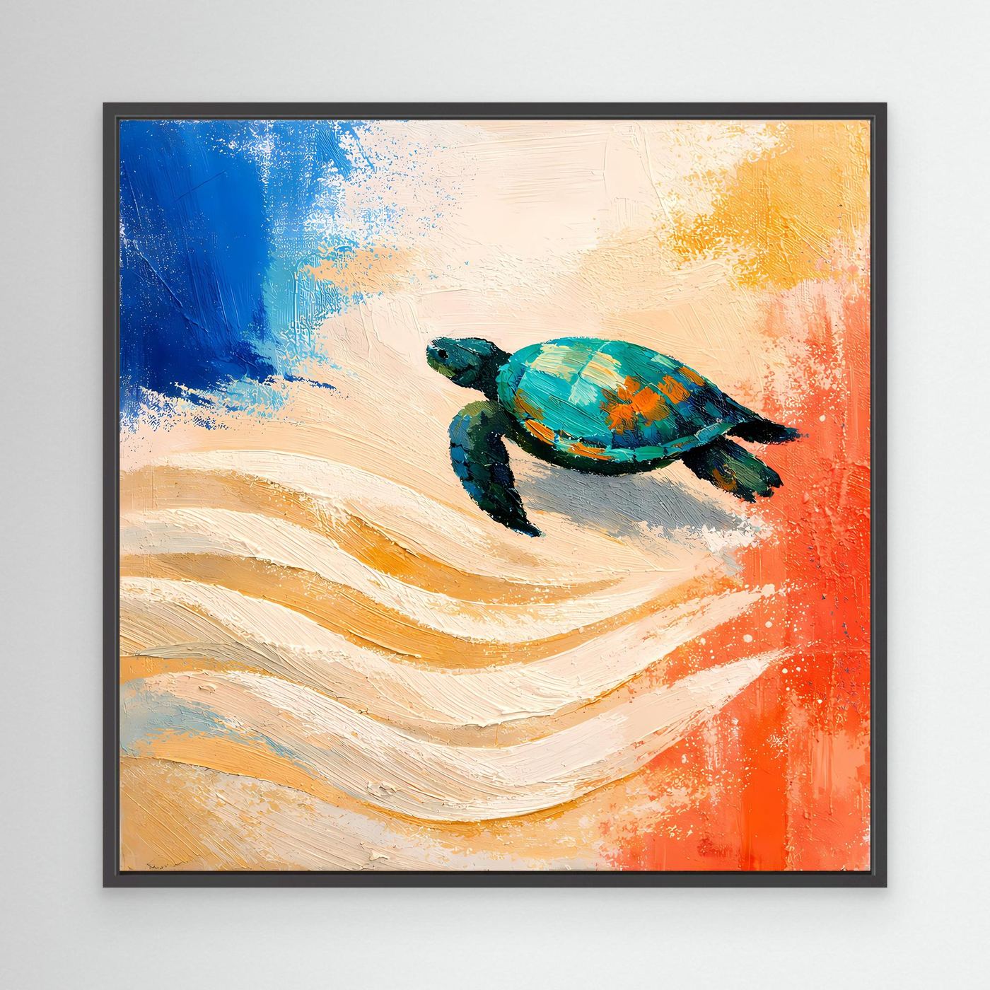 Leinwand Elegante Meeresschildkröte im Ozean | Abstraktes Strand & Meer Wandbild