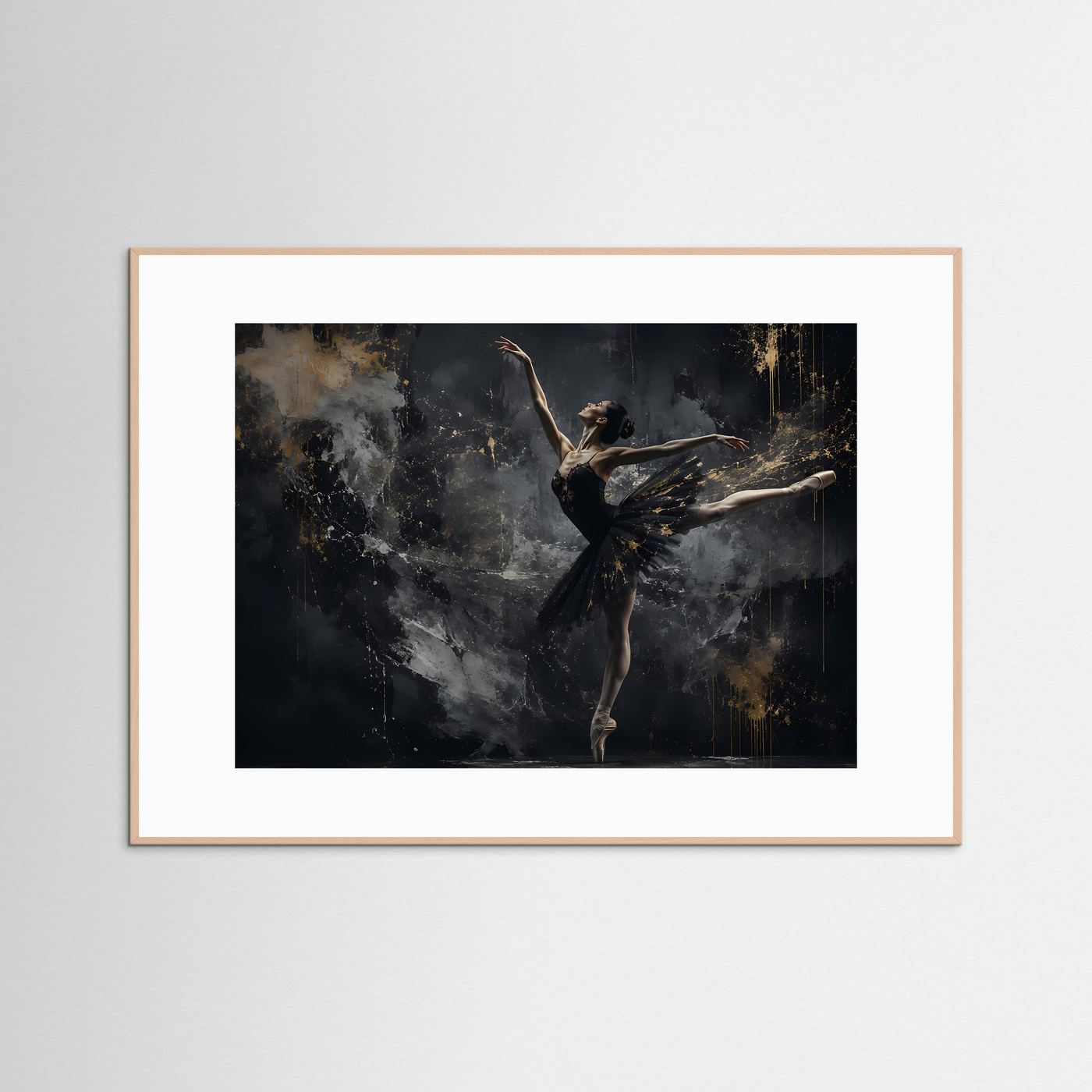 Elegante Ballerina in Schwarz & Gold | Moderne Tanzkunst Poster